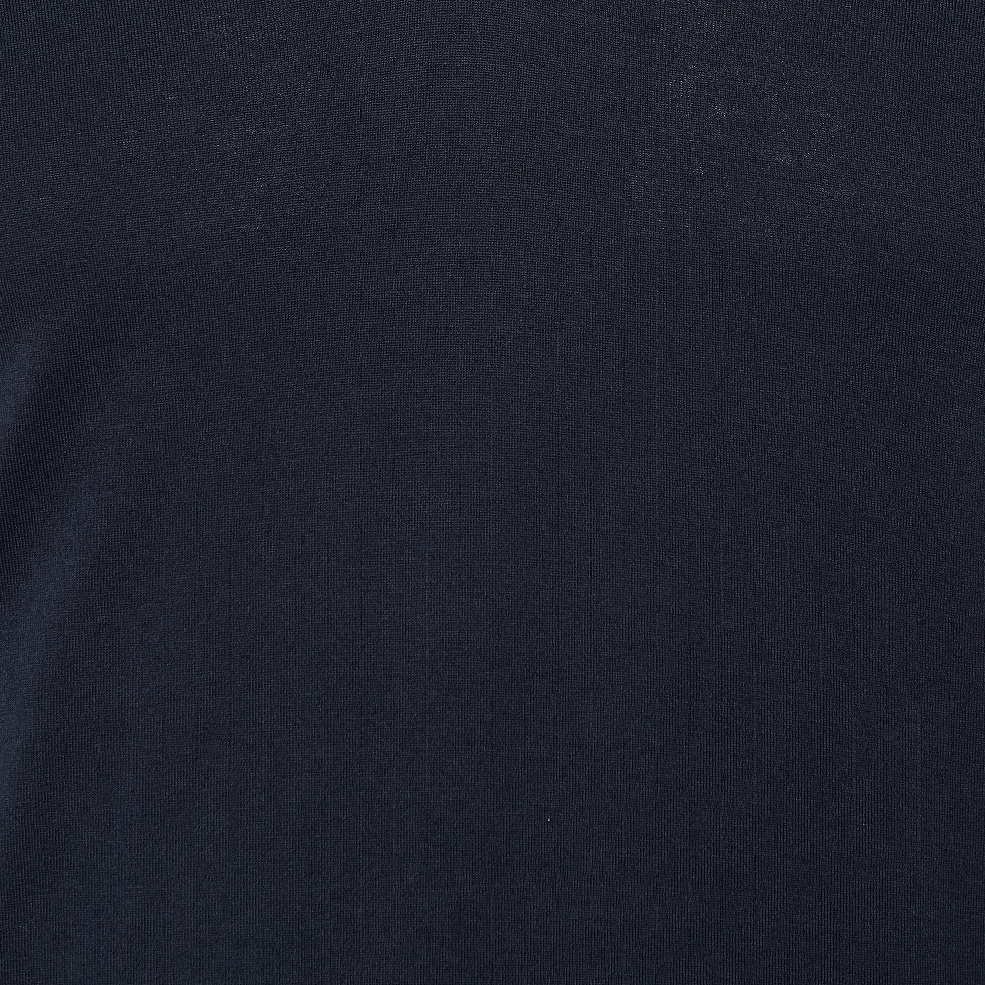 Dolce & Gabbana Navy Blue Cotton Knit V-Neck T-Shirt XS