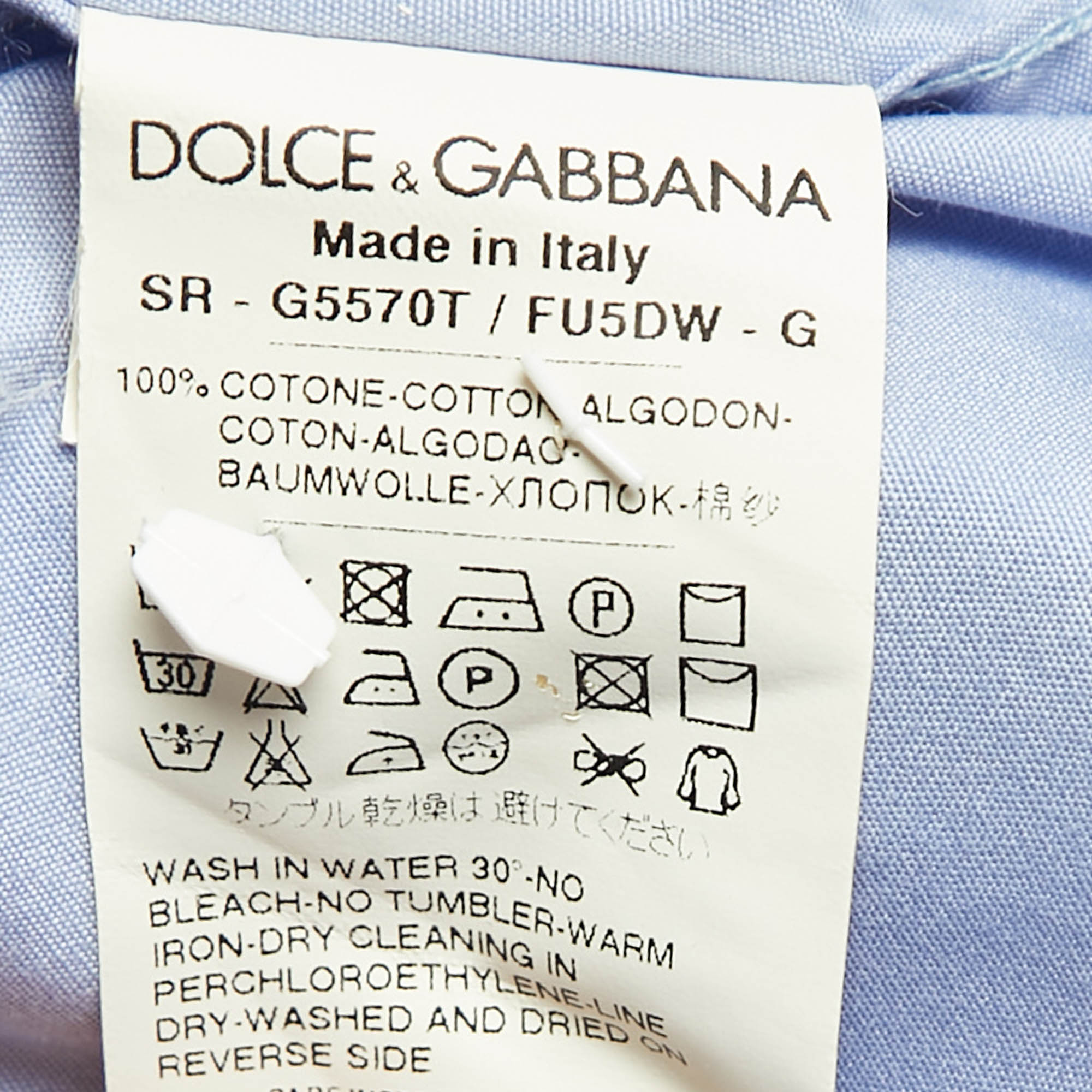 Dolce & Gabbana Blue Cotton Full Sleeve Martini Shirt XXL