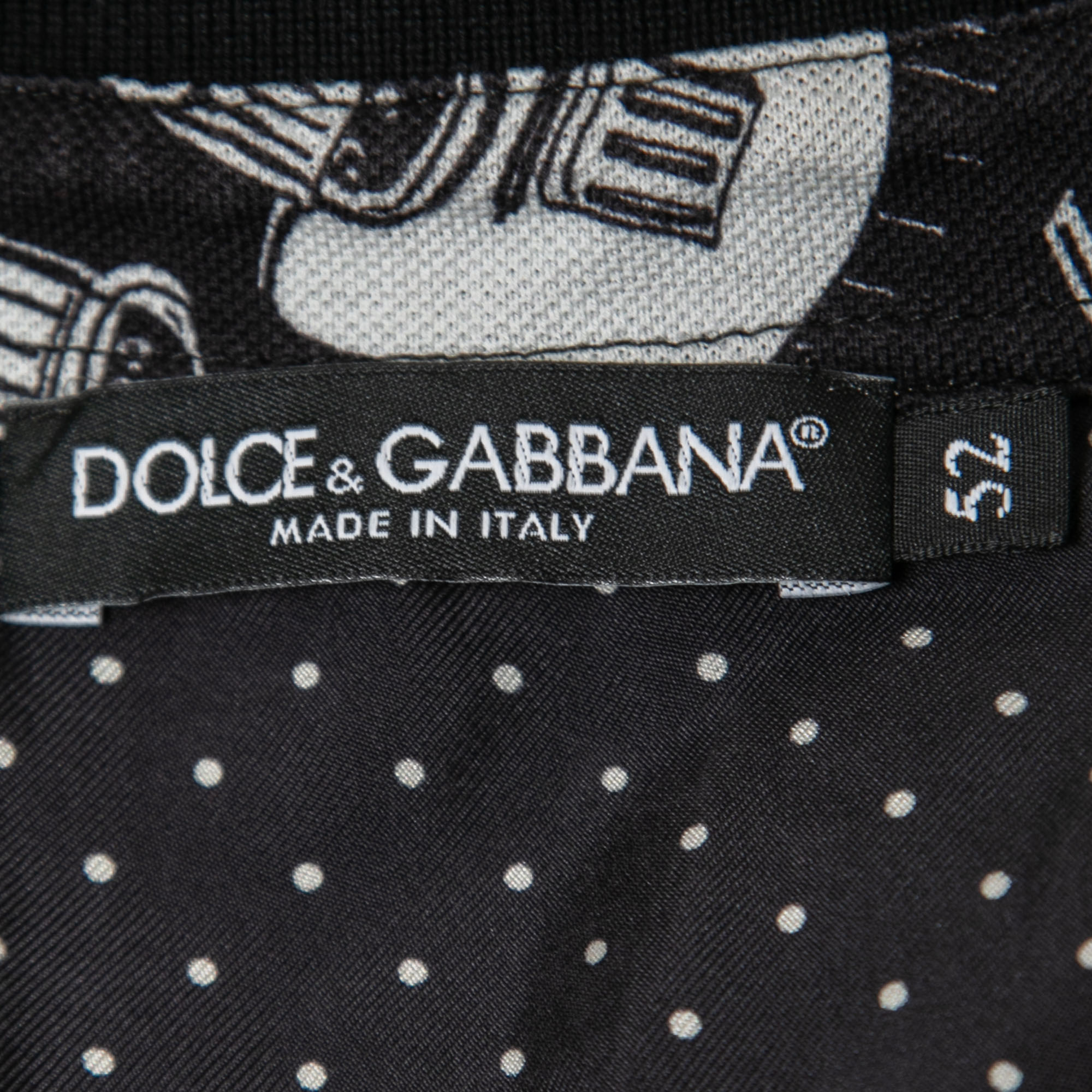 Dolce & Gabbana Black Music Print Cotton Pique Polo T-Shirt XL