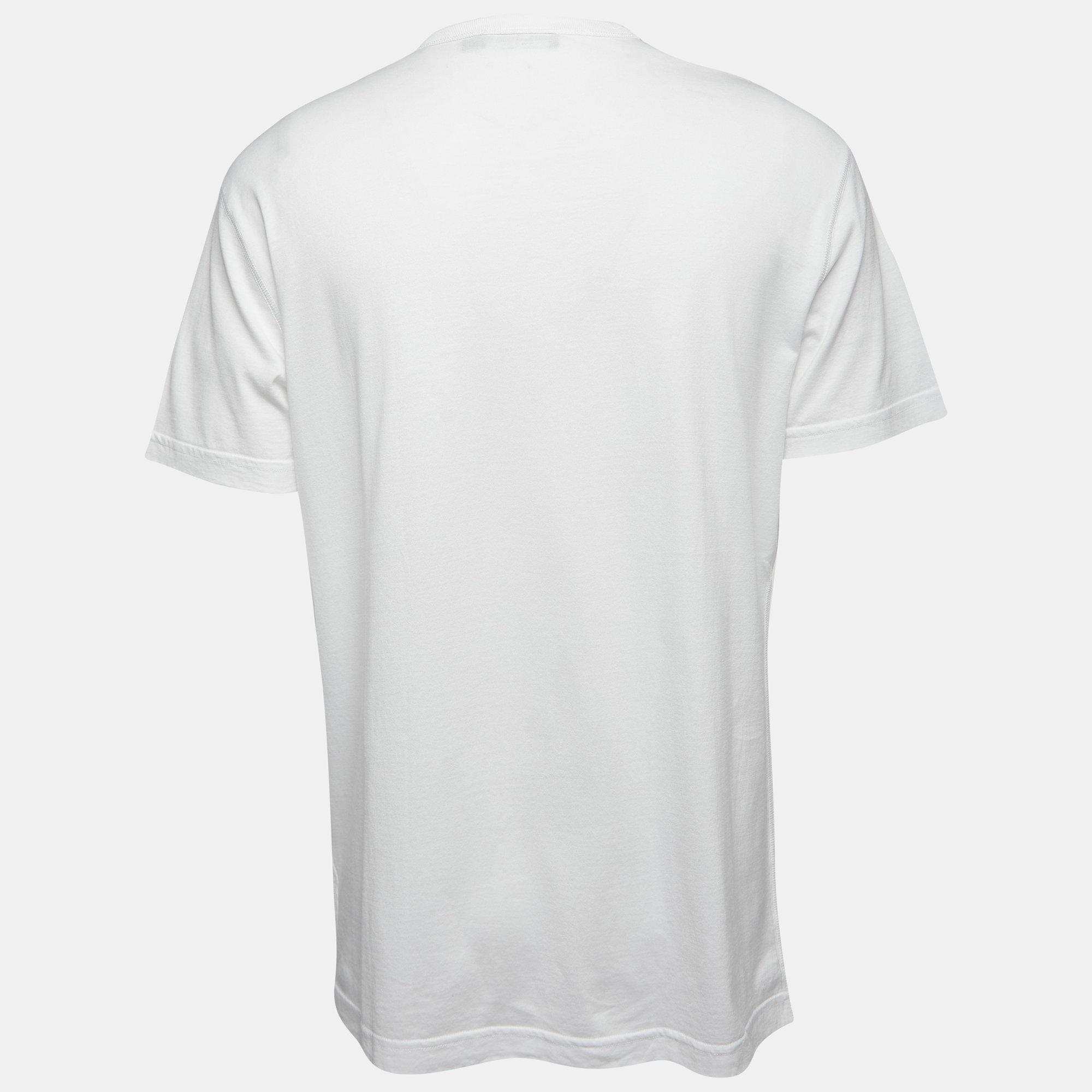 

Dolce & Gabbana White Cotton Logo Patch Crew Neck Half Sleeve T-Shirt