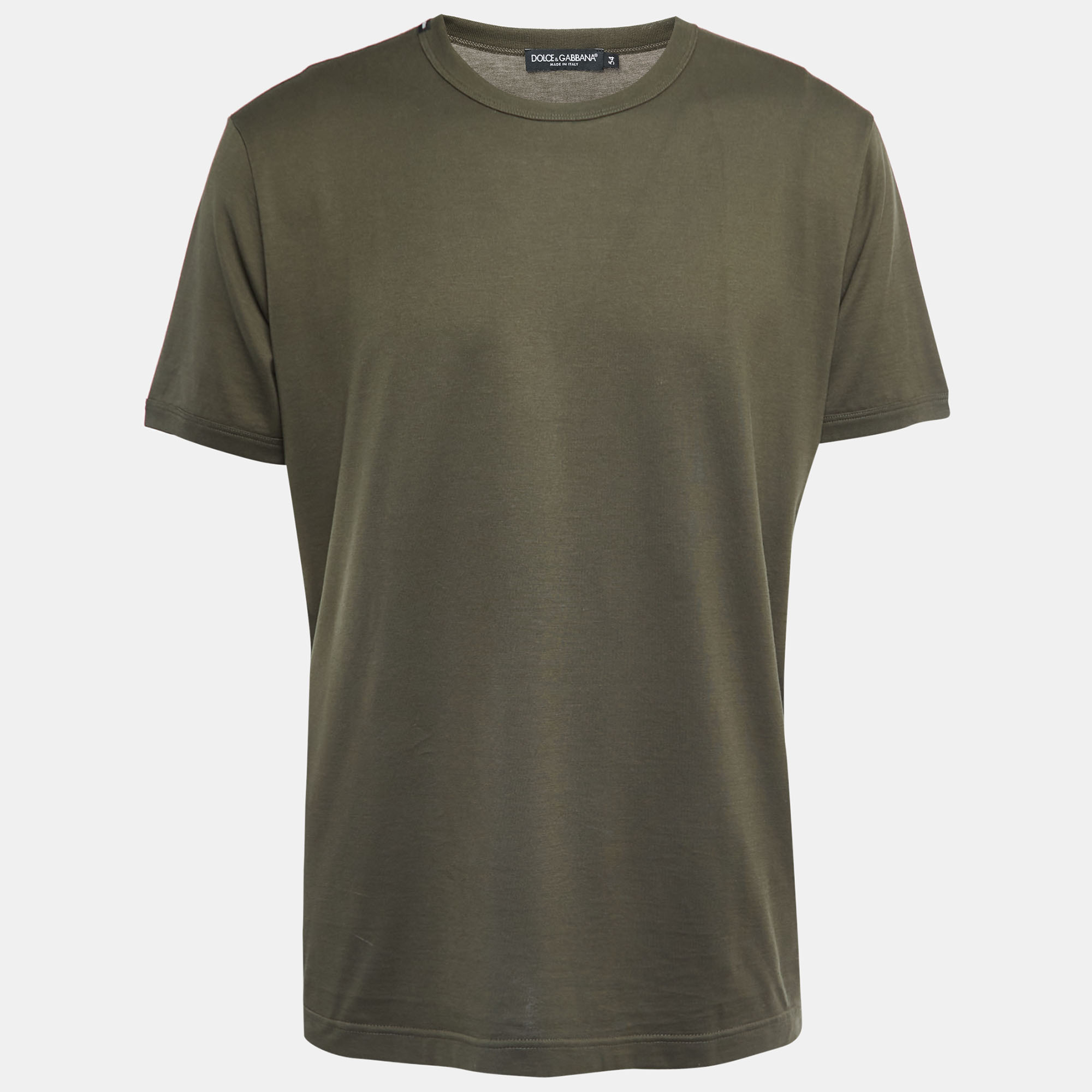 Dolce & Gabbana Military Green Cotton Crew Neck Half Sleeve T-Shirt XXL