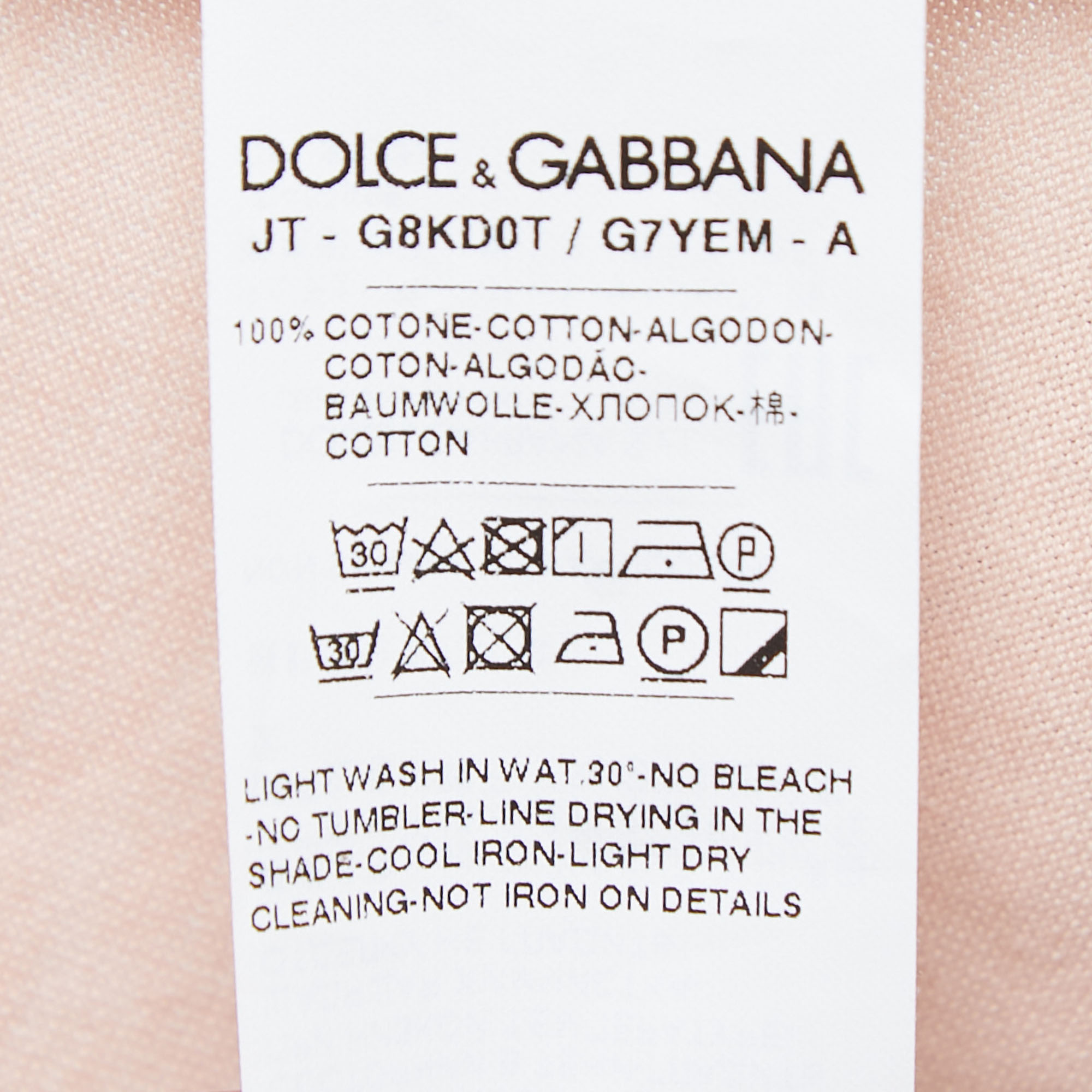 Dolce & Gabbana Pink Cotton Logo Patch Crew Neck Half Sleeve T-Shirt 4XL