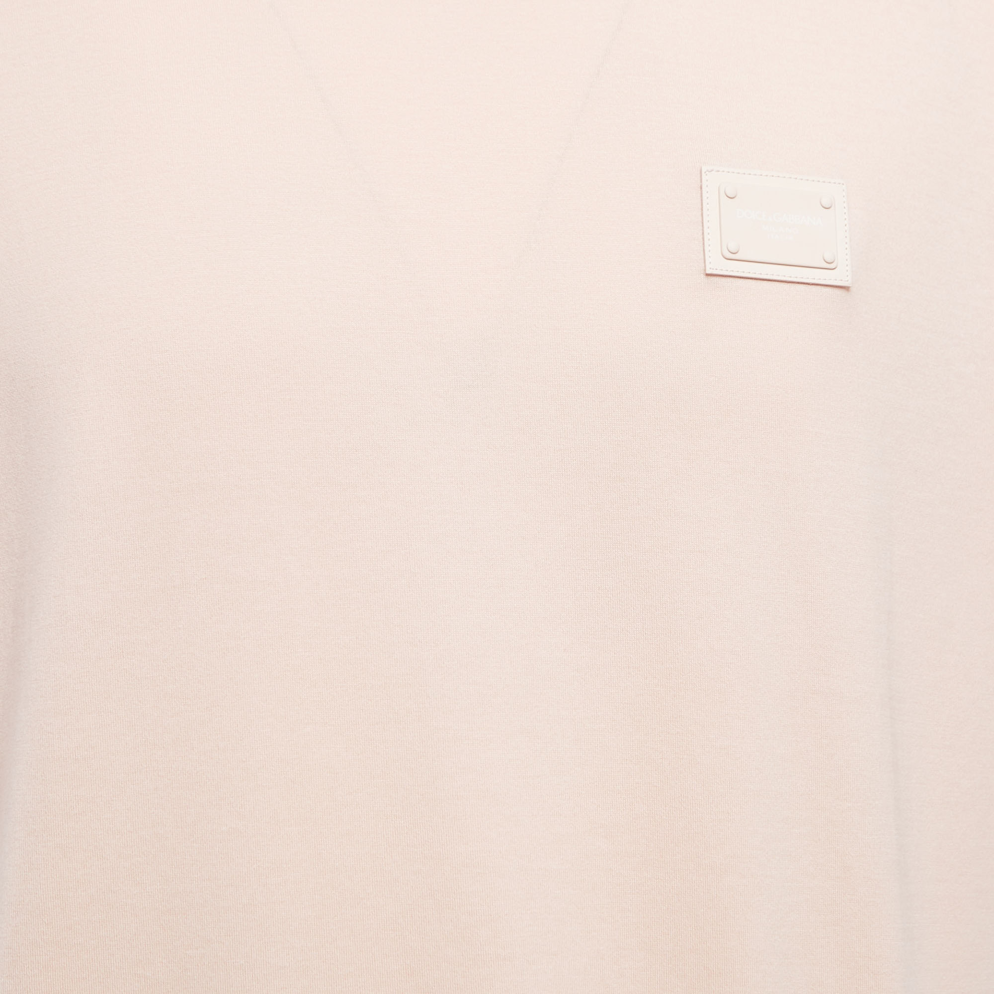 Dolce & Gabbana Pink Cotton Logo Patch Crew Neck Half Sleeve T-Shirt 4XL