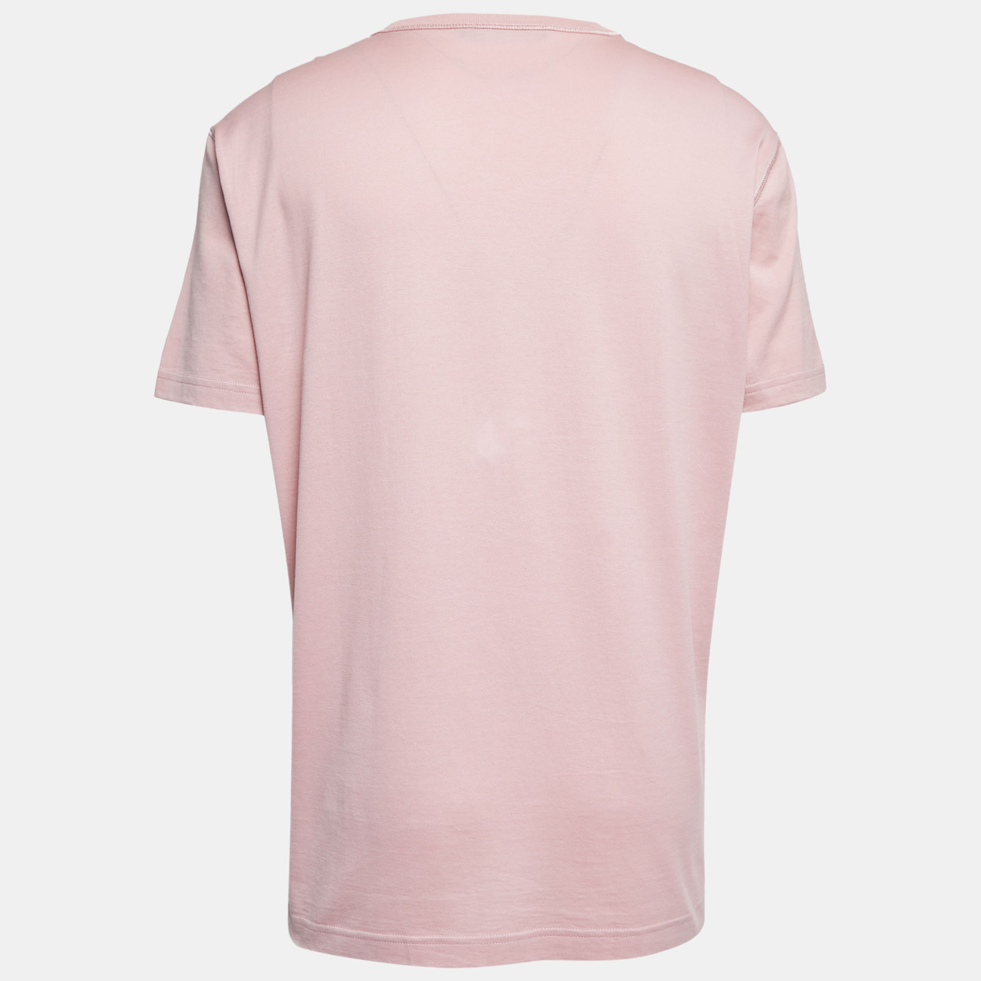

Dolce & Gabbana Pink Cotton Logo Patch Crew Neck Half Sleeve T-Shirt