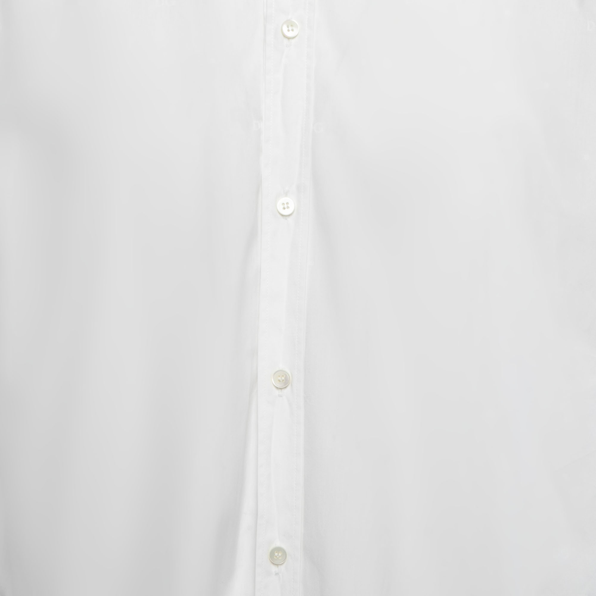 Dolce & Gabbana White Logo Pattern Cotton Gold Fit Long Sleeve Shirt 3XL