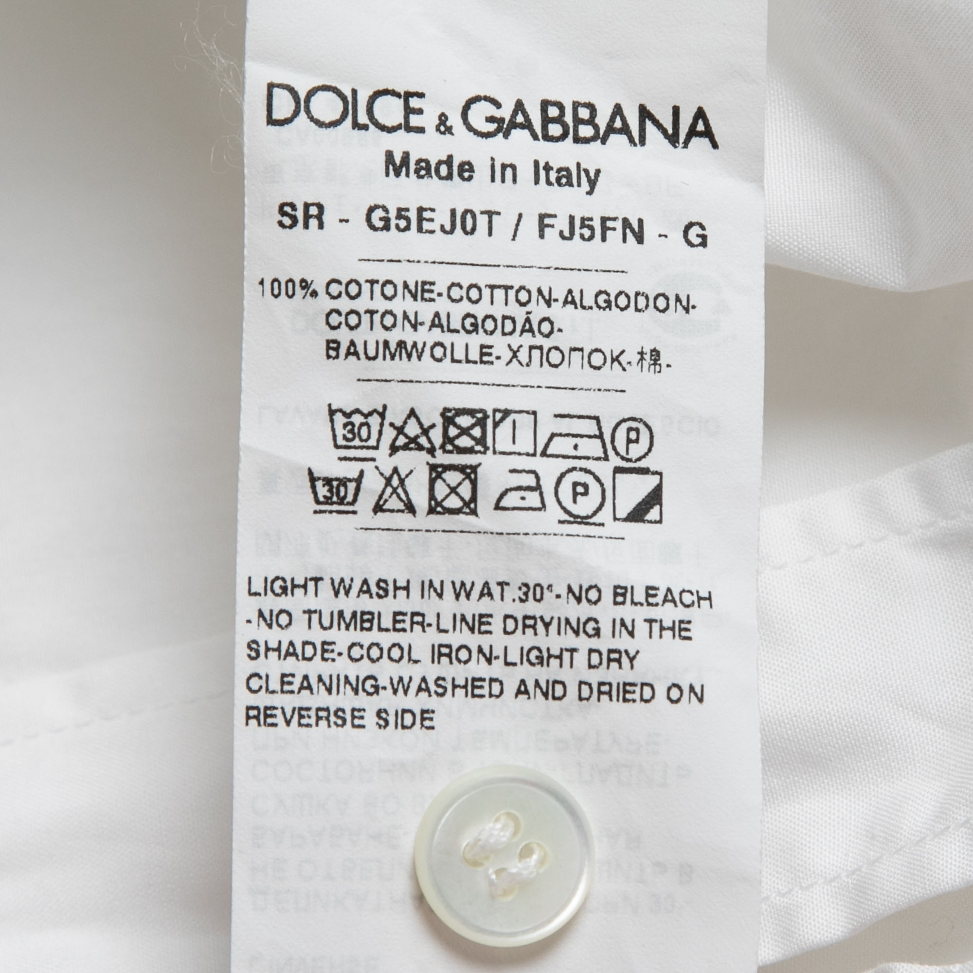 Dolce & Gabbana White Logo Pattern Cotton Gold Fit Long Sleeve Shirt 3XL