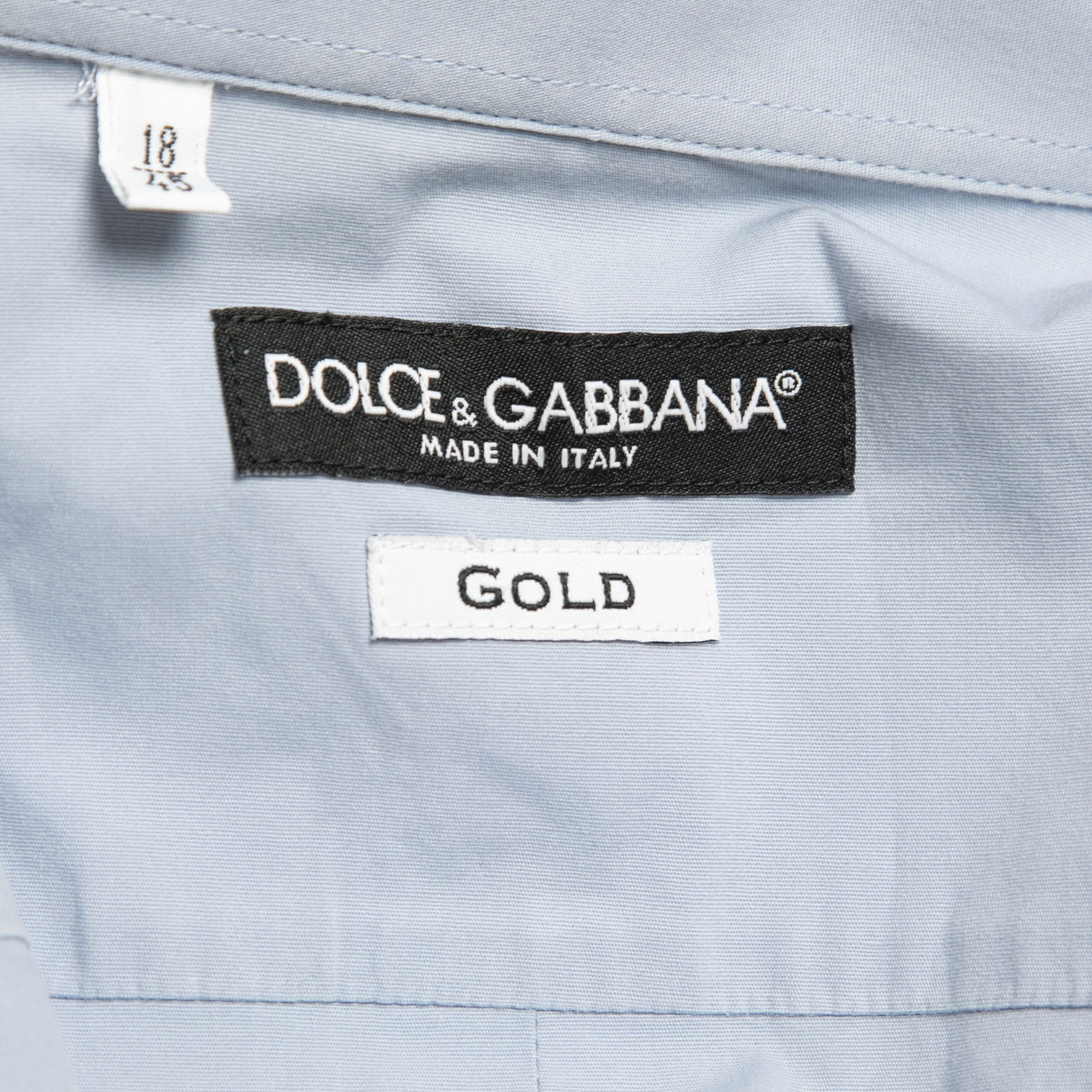 Dolce & Gabbana Blue Cotton Gold Fit Long Sleeve Shirt 4XL