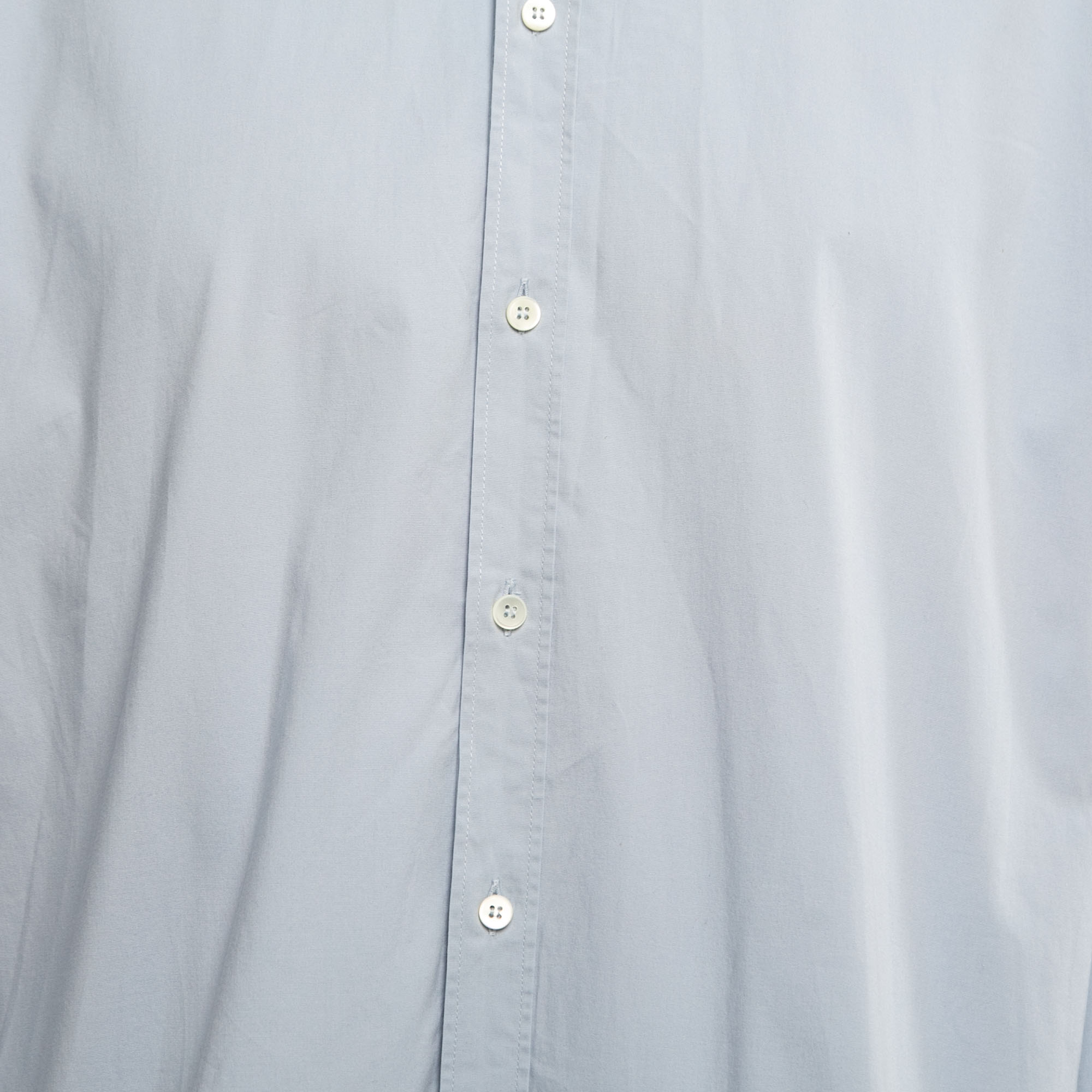 Dolce & Gabbana Blue Cotton Gold Fit Long Sleeve Shirt 4XL