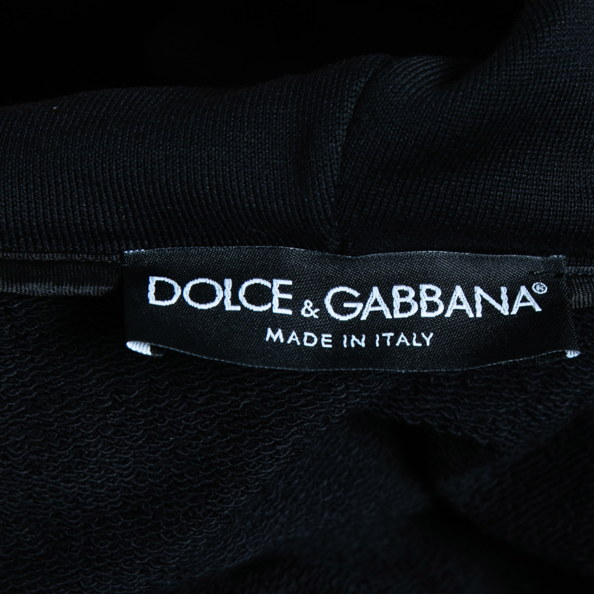 Dolce & Gabbana Black Embroidered Cotton Knit Hooded Sweat Jacket 3XL