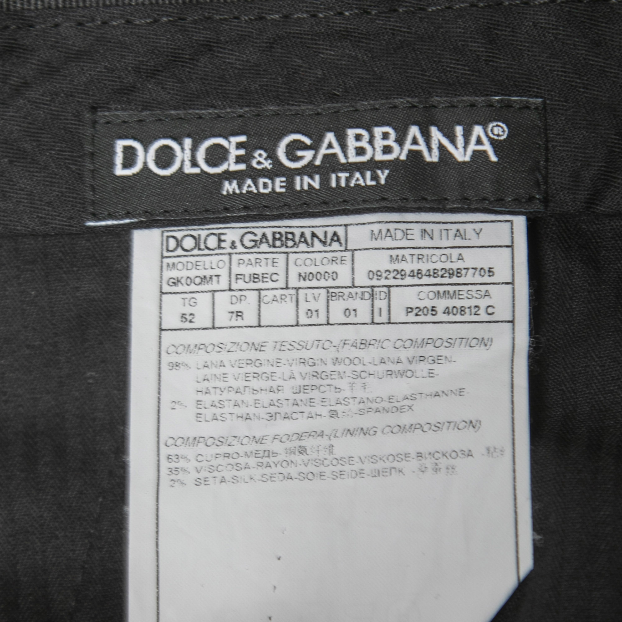 Dolce & Gabbana Black Wool Pants XL