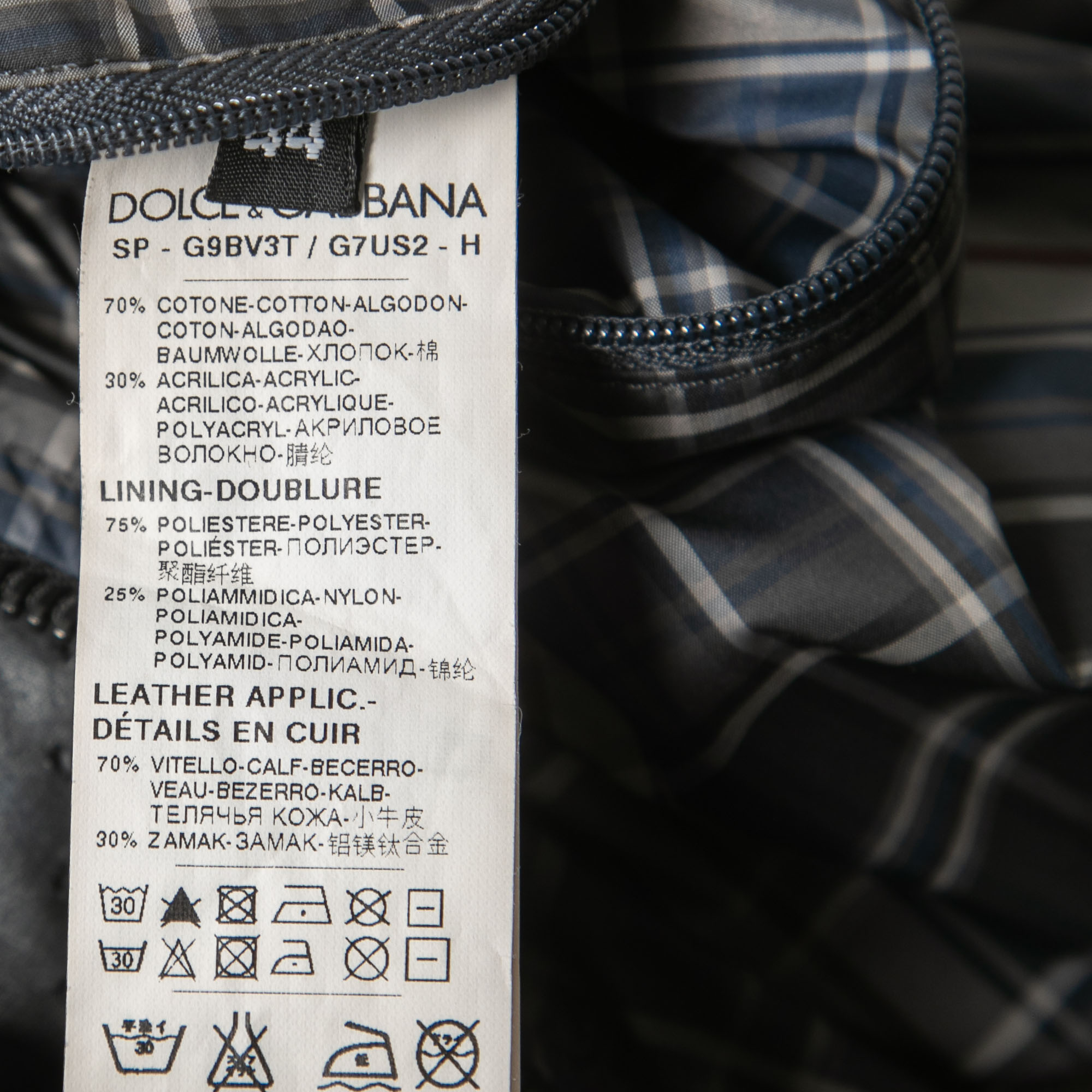 Dolce & Gabbana Black Perforated Cotton Rib Knit Detail Jacket XS