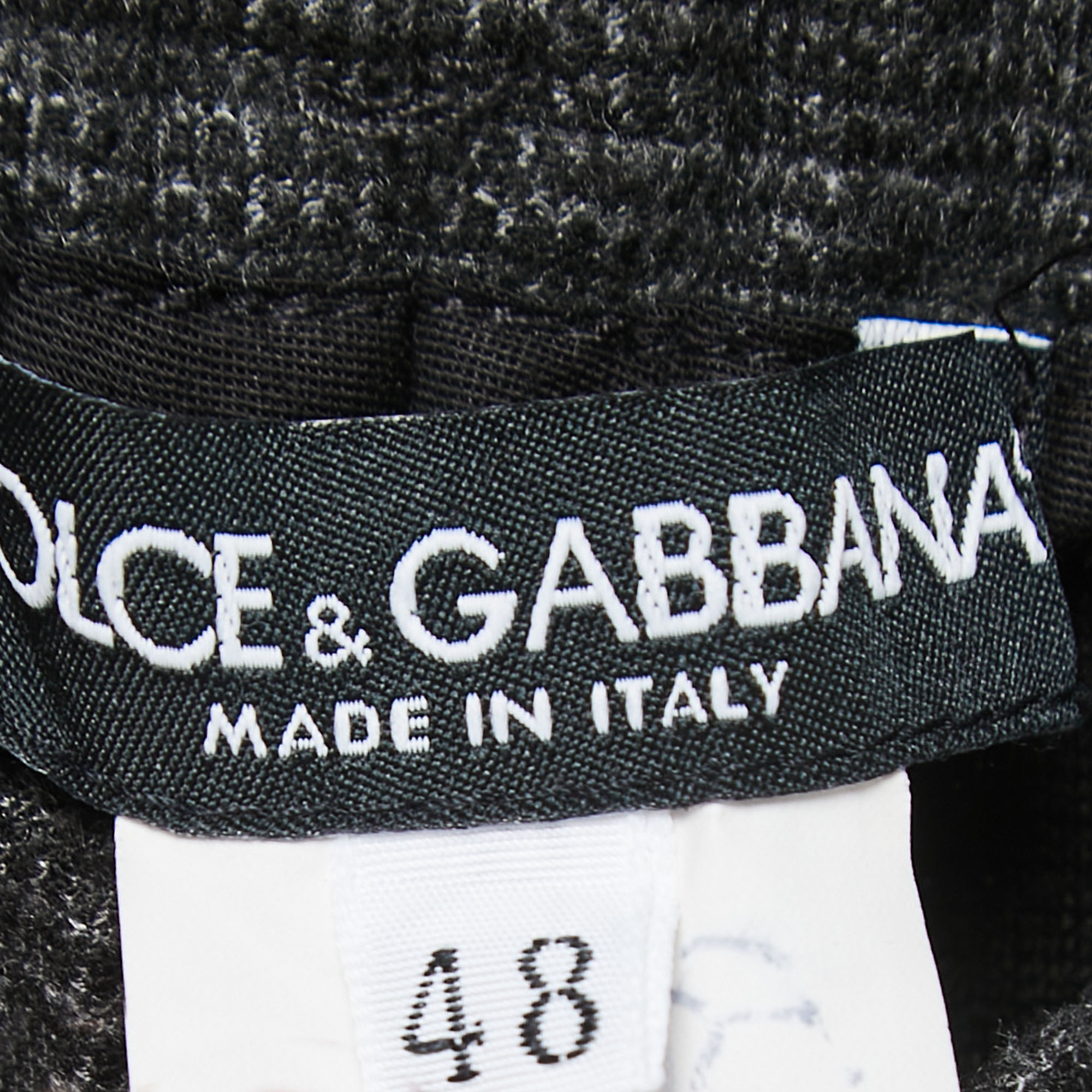 Dolce & Gabbana Grey Plaid Knit Drawstring Trousers M