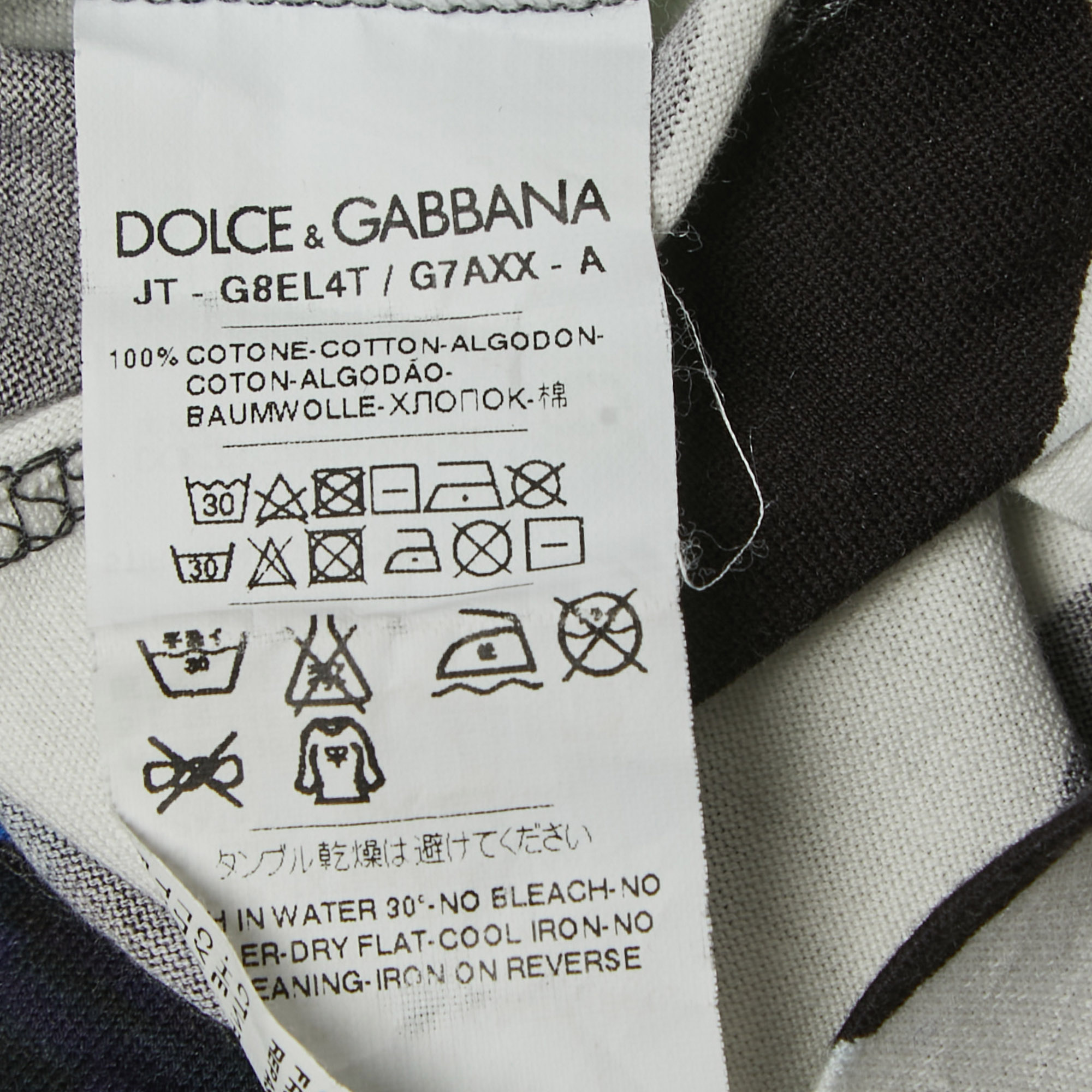 Dolce & Gabbana Multicolor All-Over Print Cotton V-Neck Half Sleeve T-Shirt S