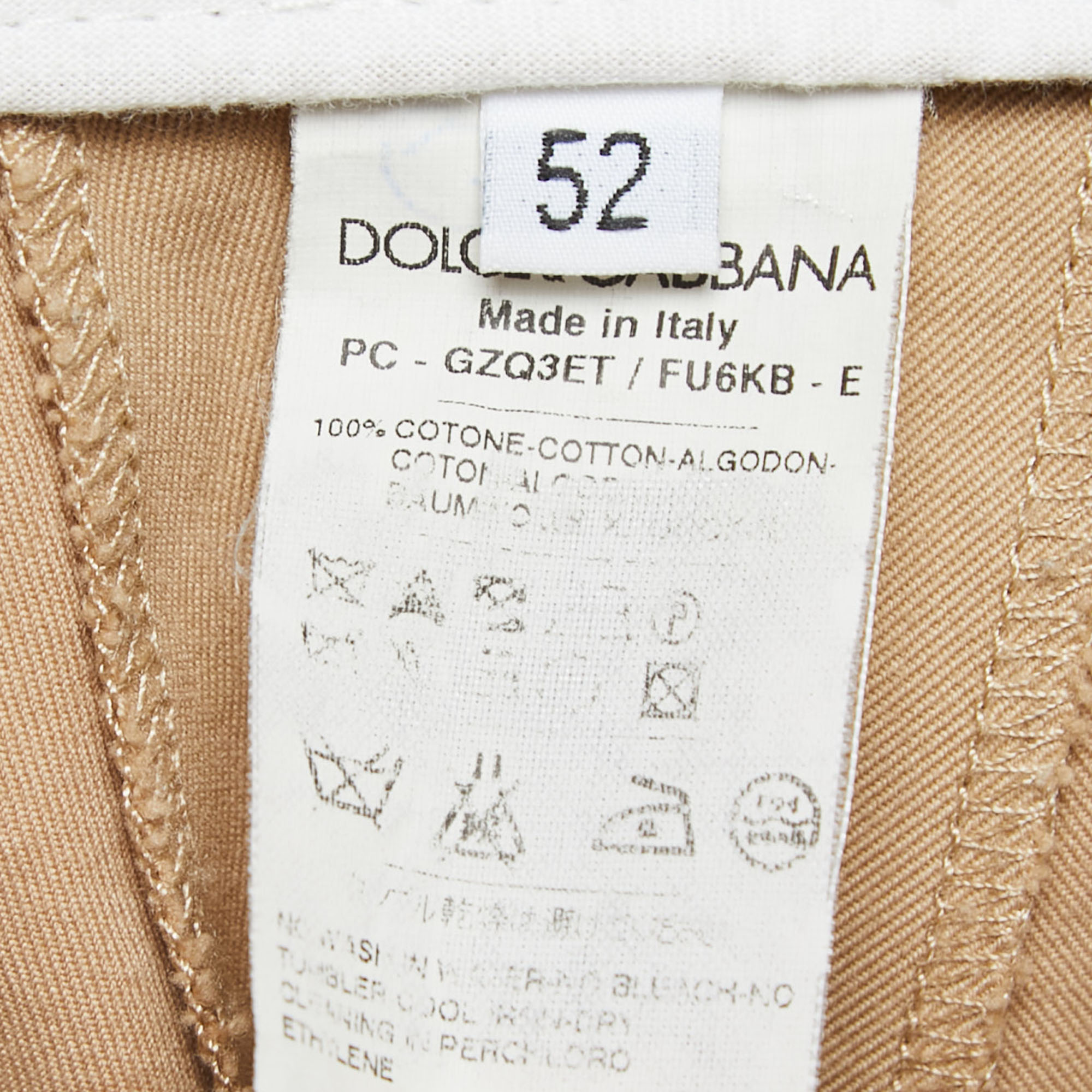 Dolce & Gabbana Beige Cotton Buttoned Cargo Pants XL Waist 38