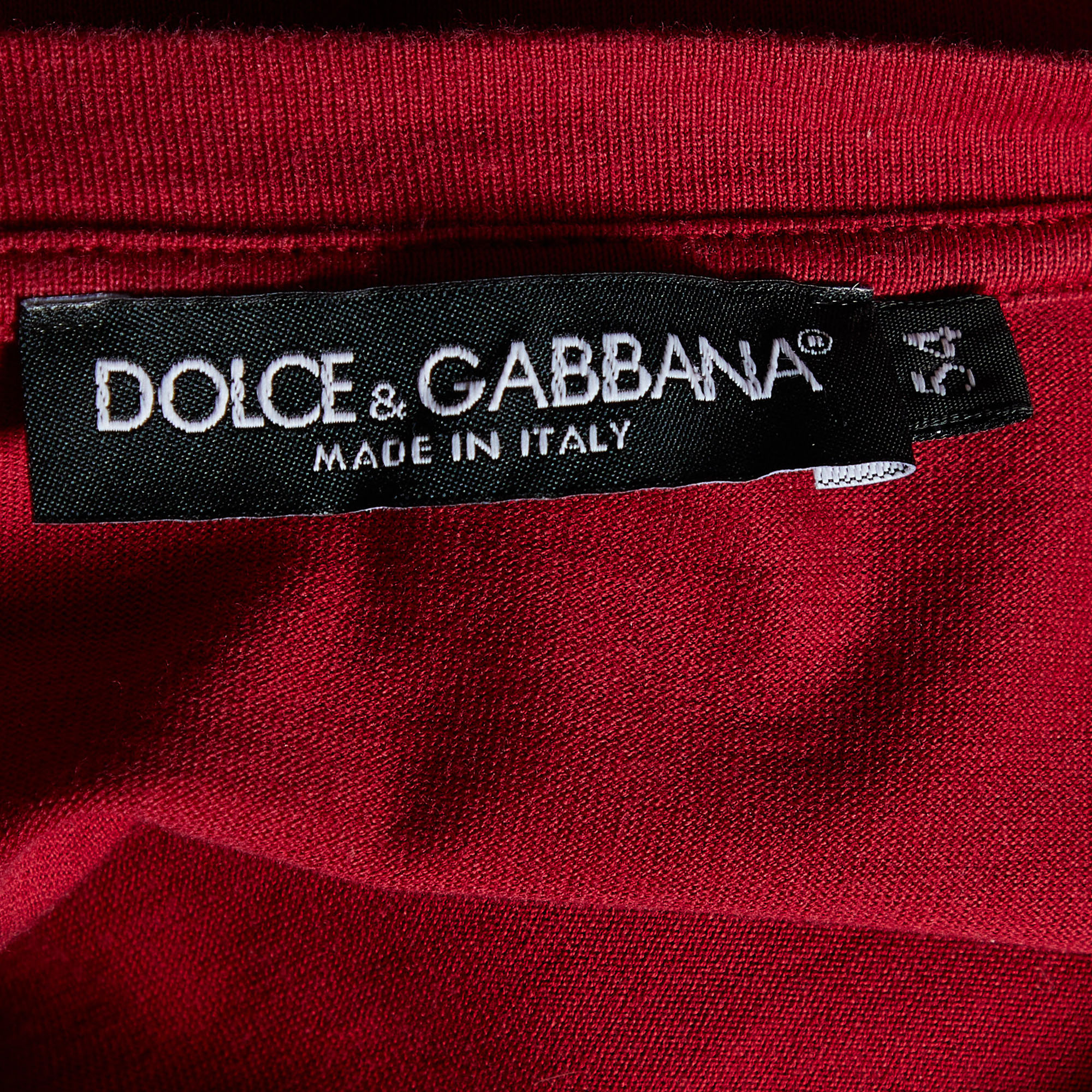Dolce & Gabbana Red Printed Cotton Knit T-Shirt XXL