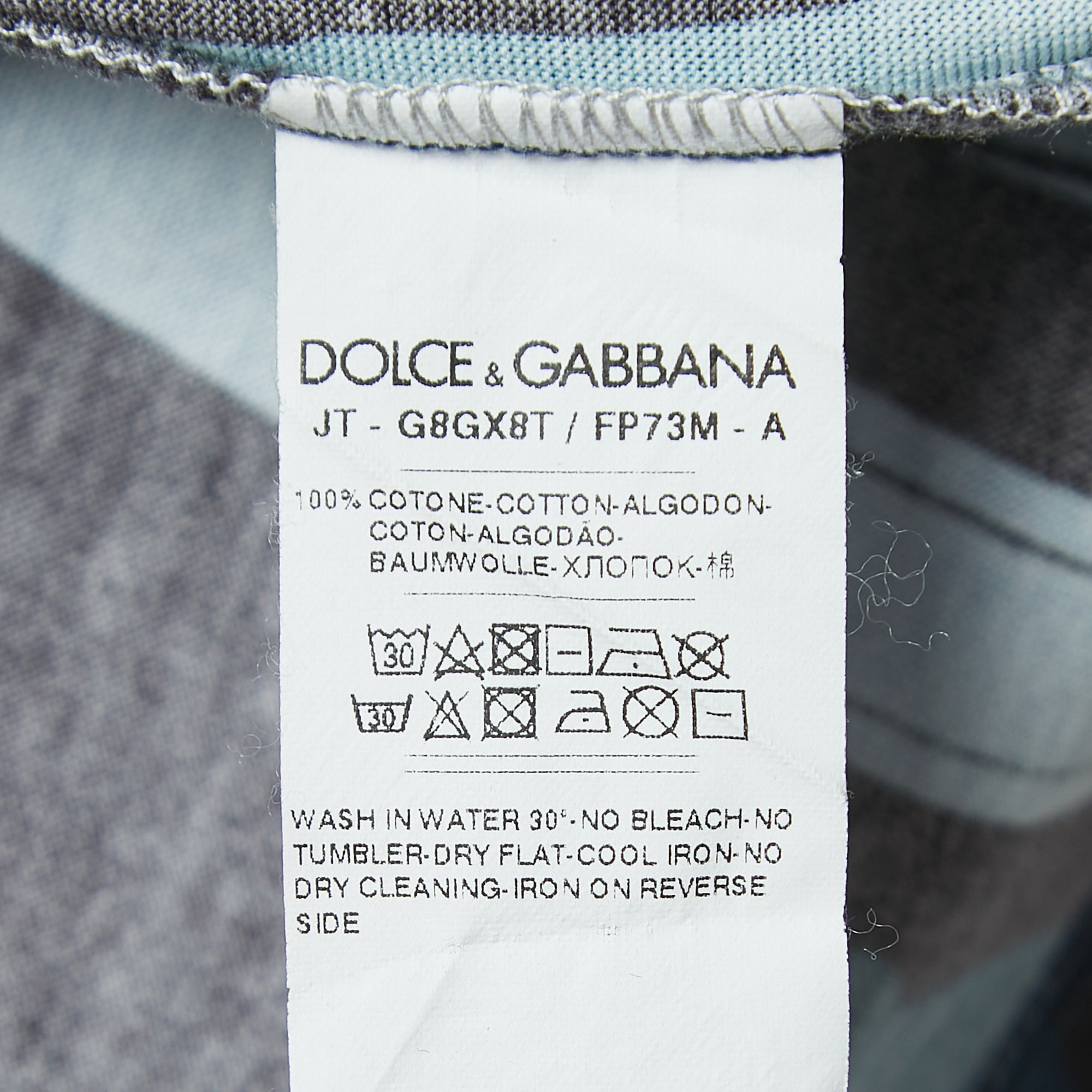 Dolce & Gabbana Blue Printed Cotton Crewneck T-Shirt XS
