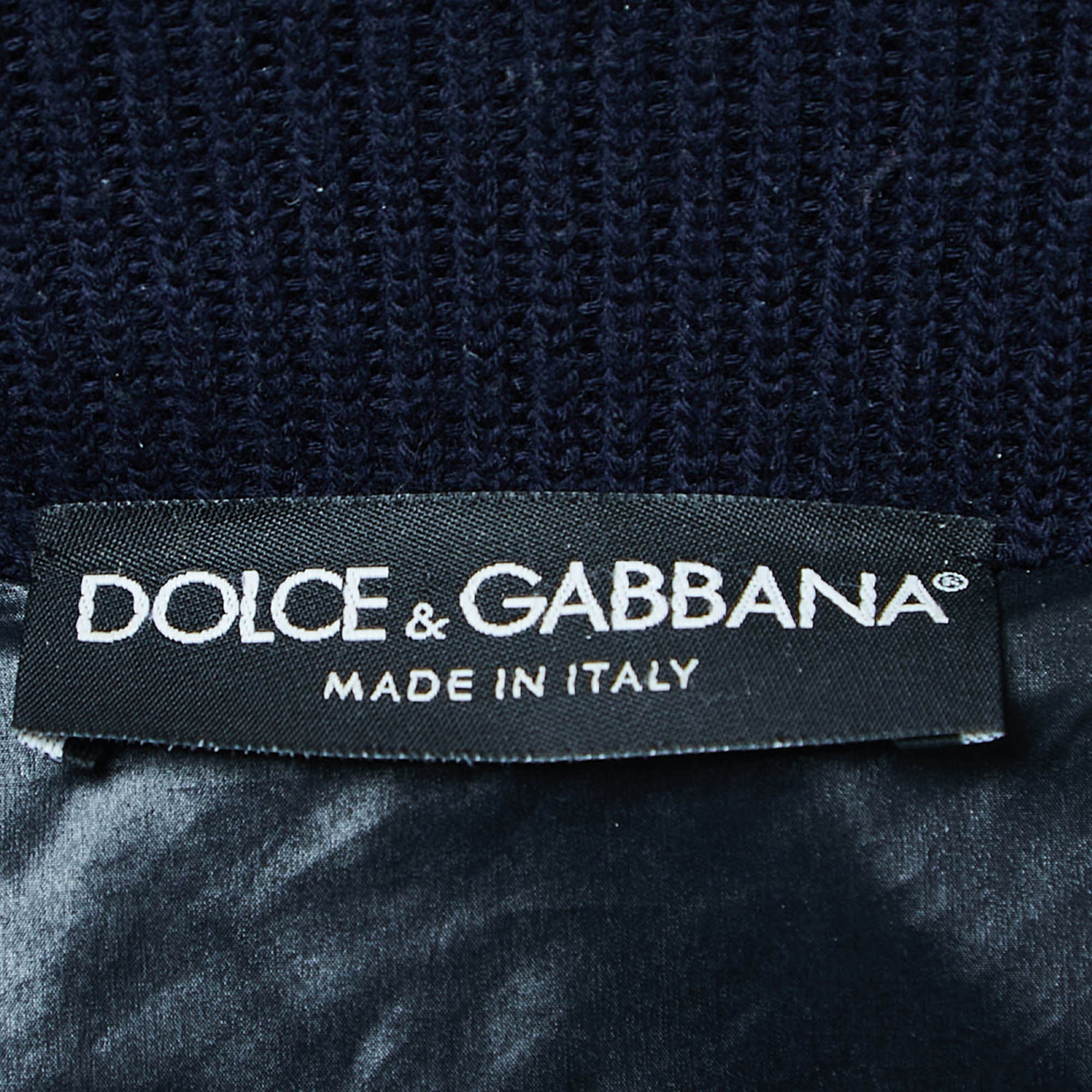 Dolce & Gabbana Navy Blue Quilted Nylon Zip-Up Jacket S