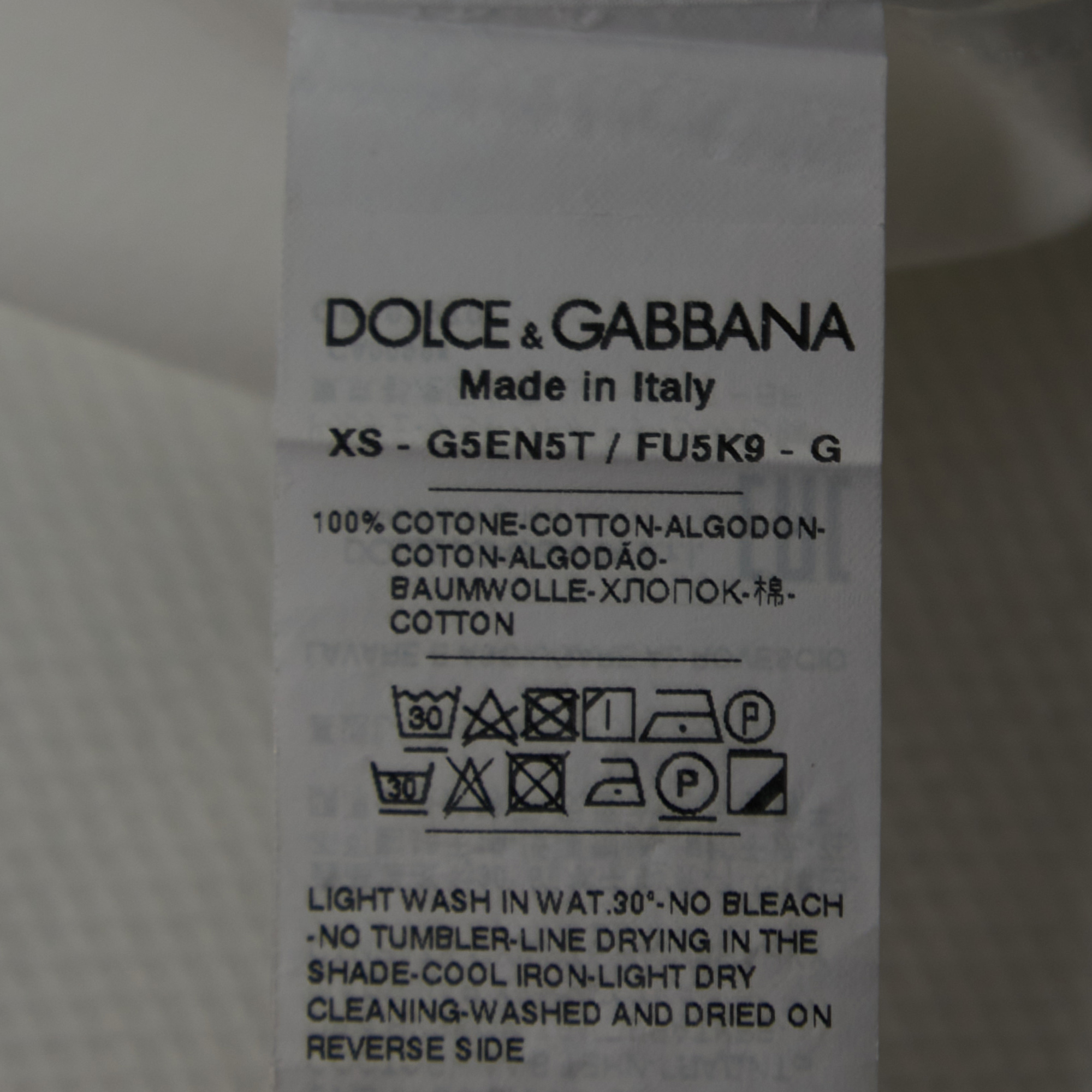 Dolce & Gabbana Gold White Cotton Button Front Shirt XS