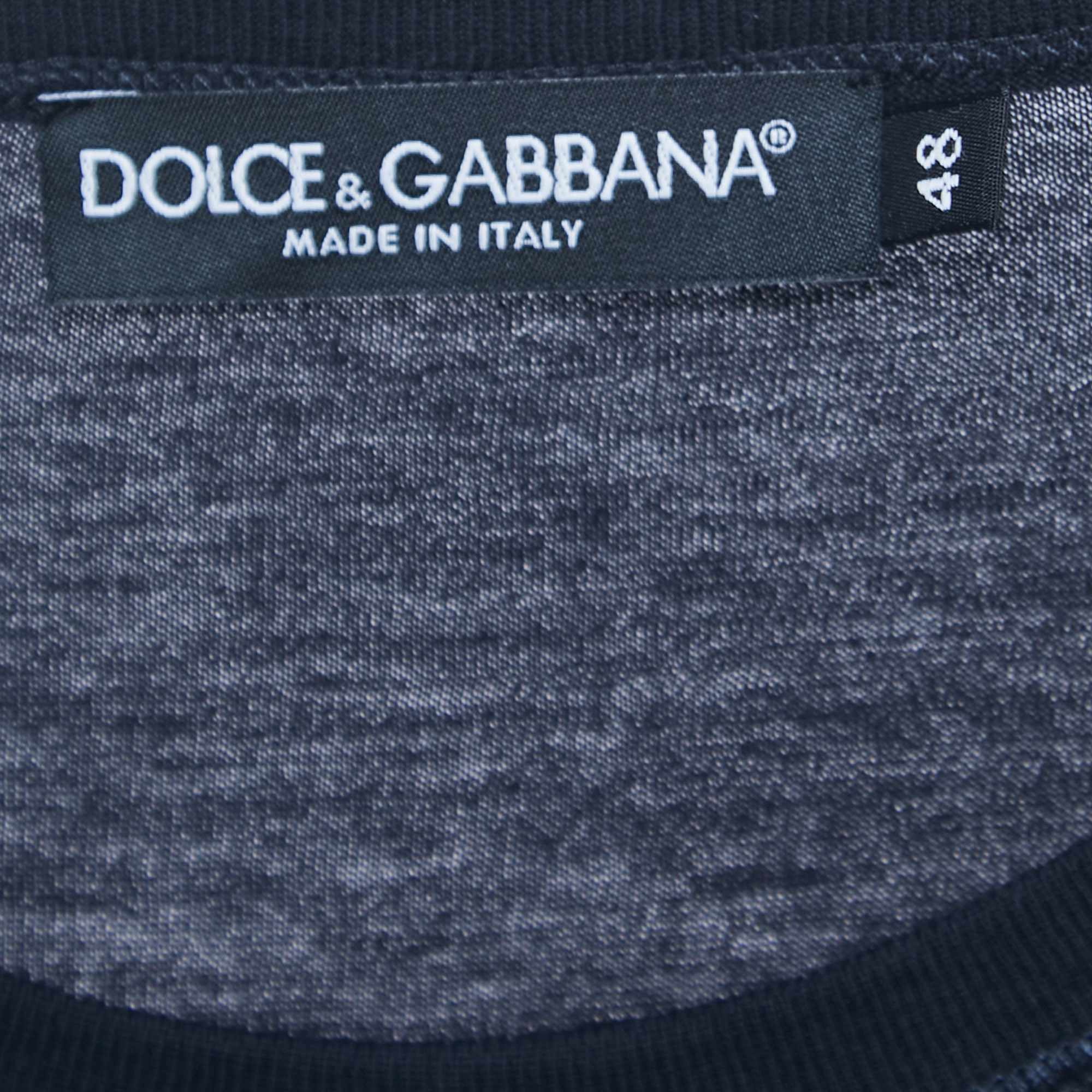 Dolce & Gabbana Navy Blue Cotton Logo Applique Half Sleeve T-Shirt M