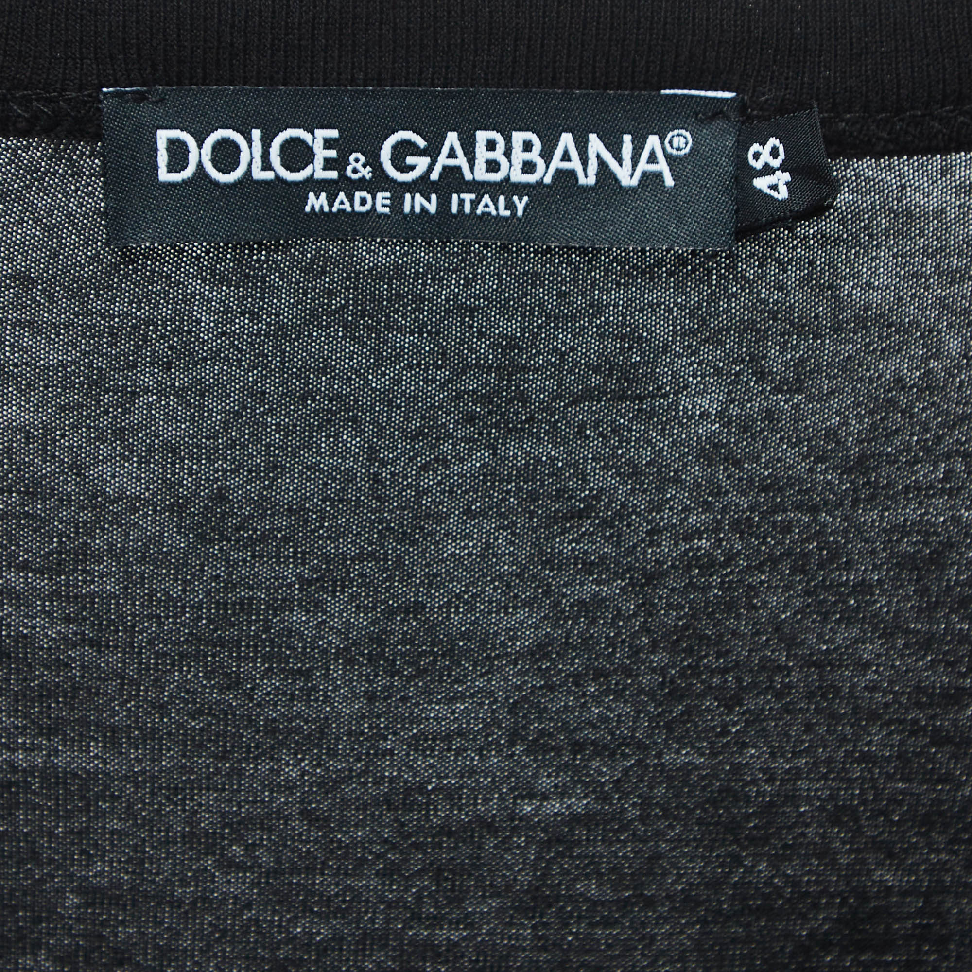 Dolce & Gabbana Black Cotton Logo Plaque V-Neck T-Shirt M