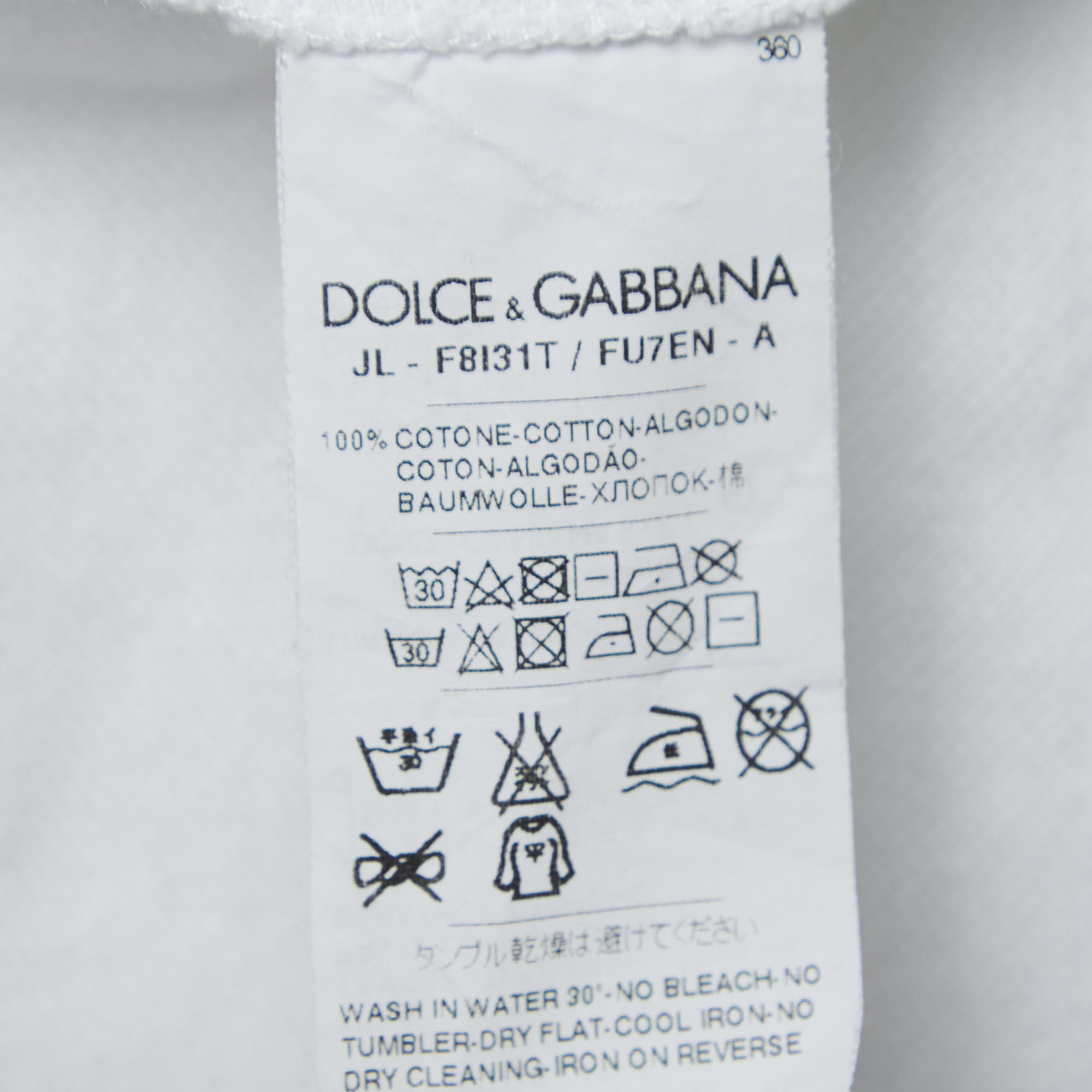 Dolce & Gabbana White Cotton Pique Polo T-Shirt XS
