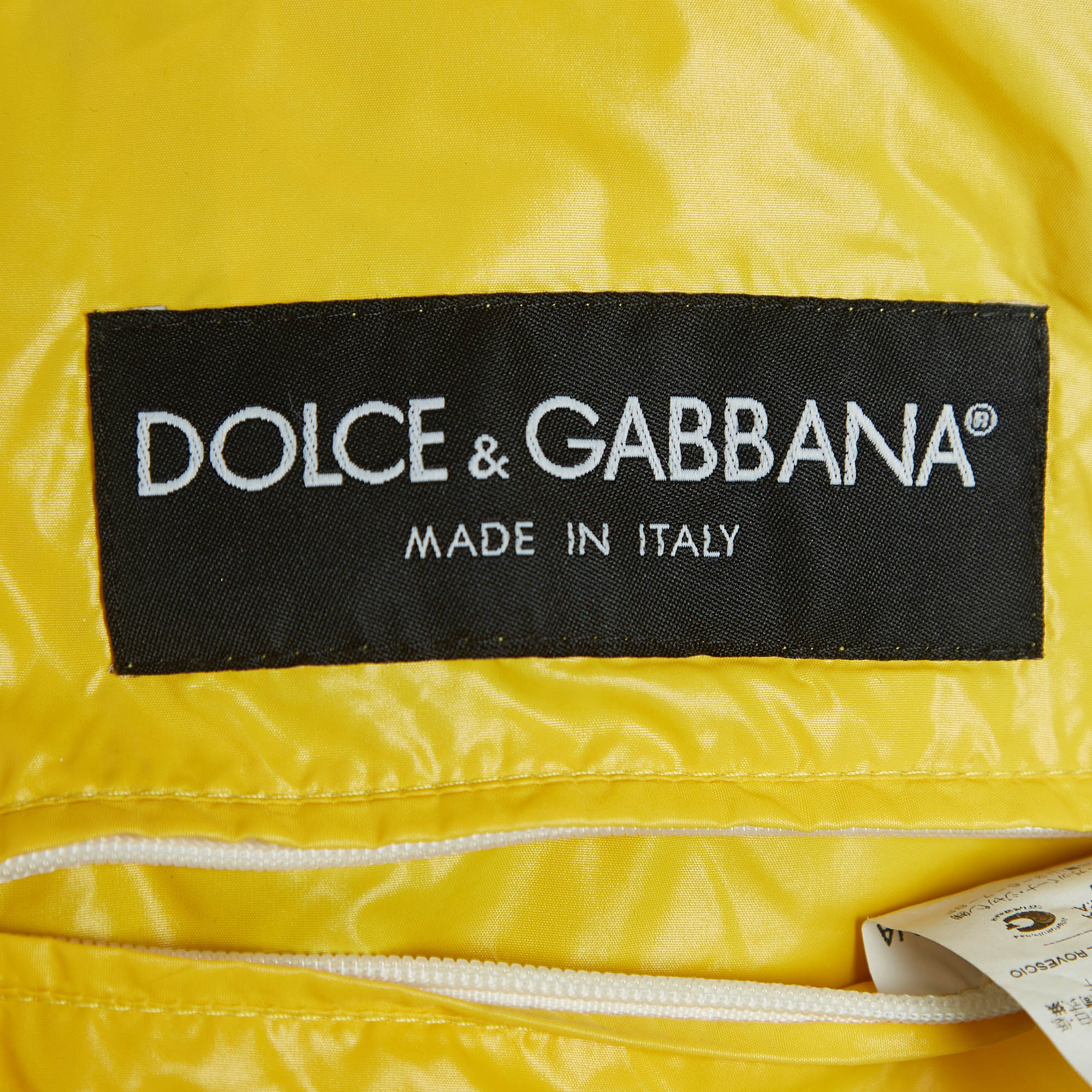 Dolce & Gabbana Yellow Nylon Zip Front Bomber Jacket M