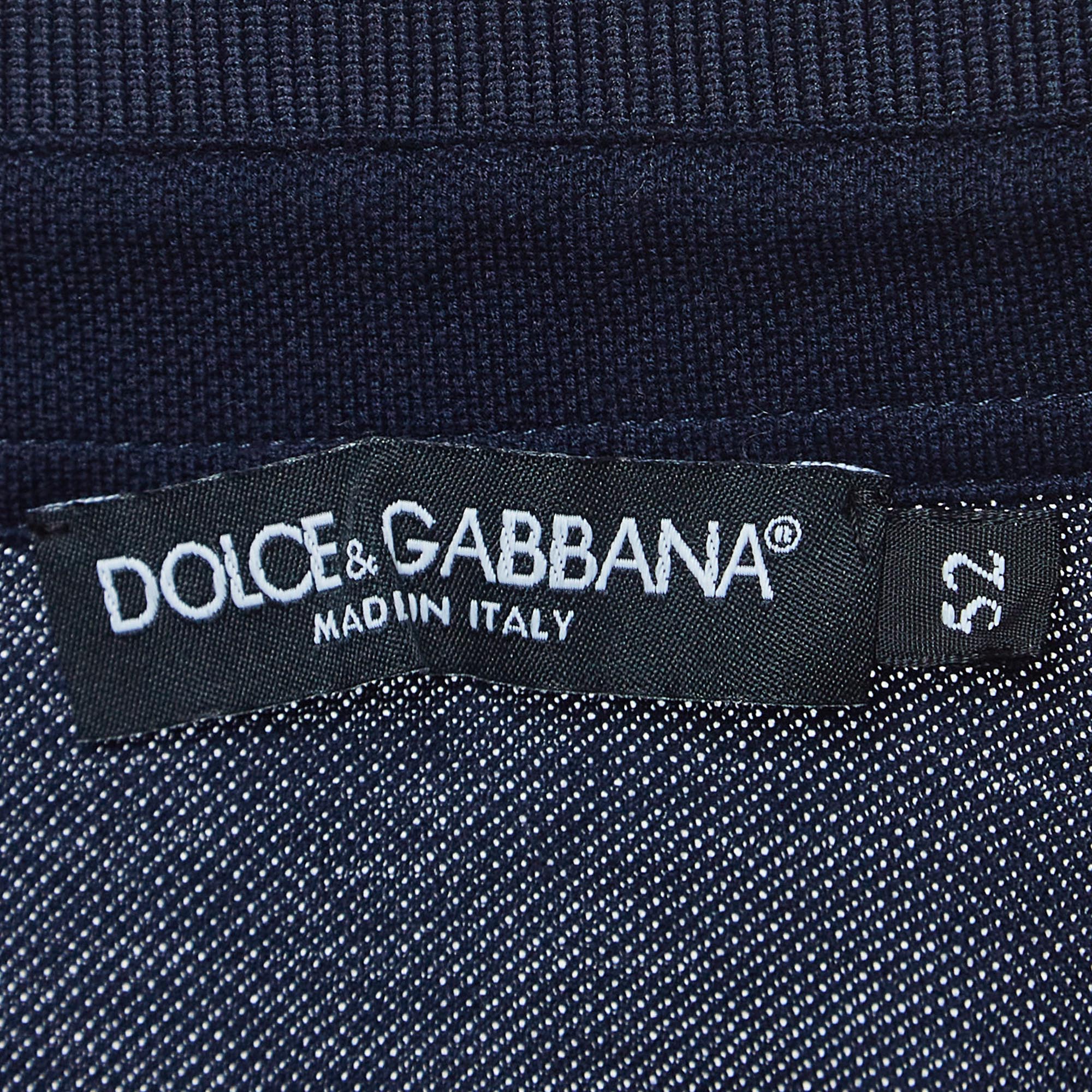 Dolce & Gabbana Navy Blue Cotton Logo Embroidered Polo T-Shirt XL