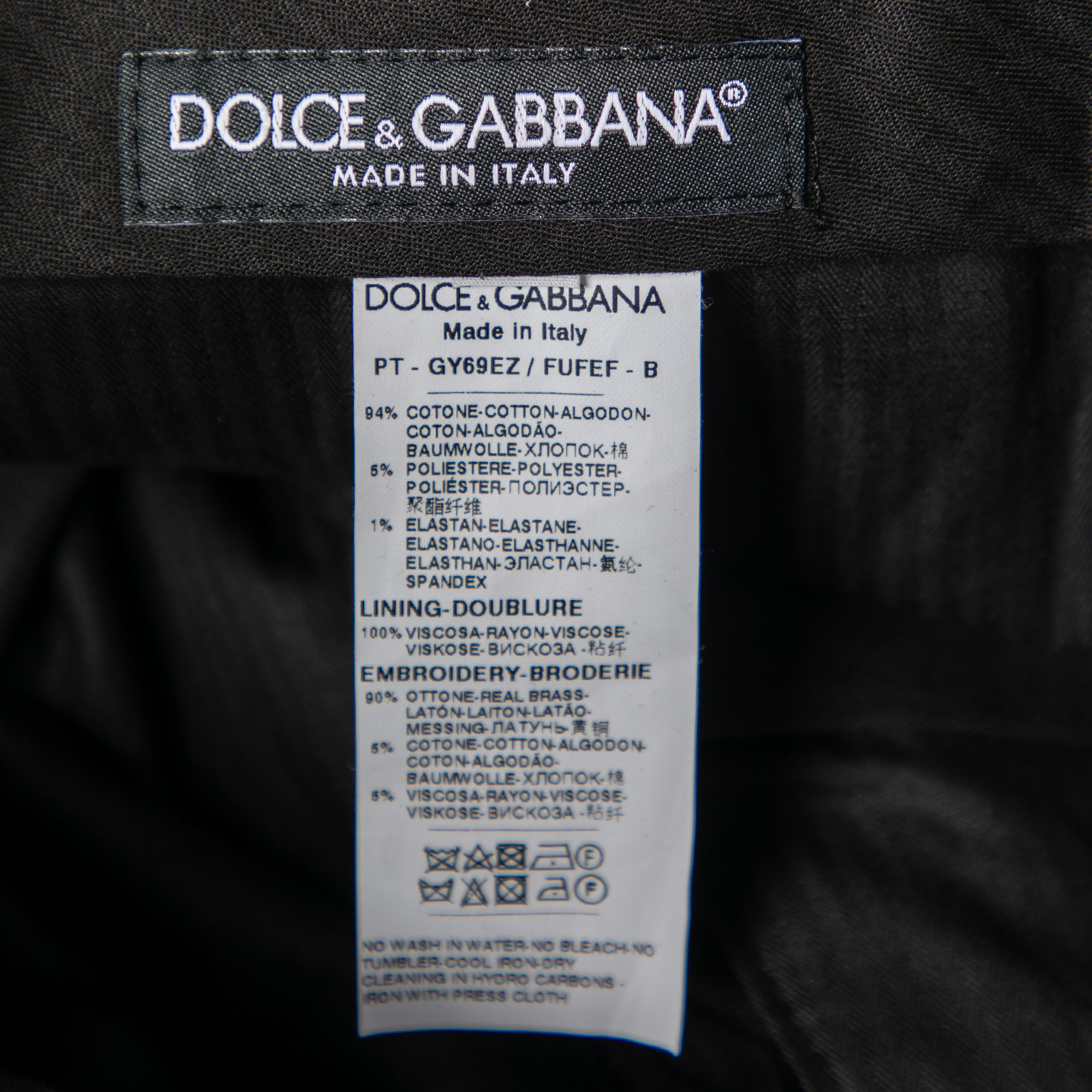 Dolce & Gabbana Black Cotton Royal Embellished Slim Fit Trousers M