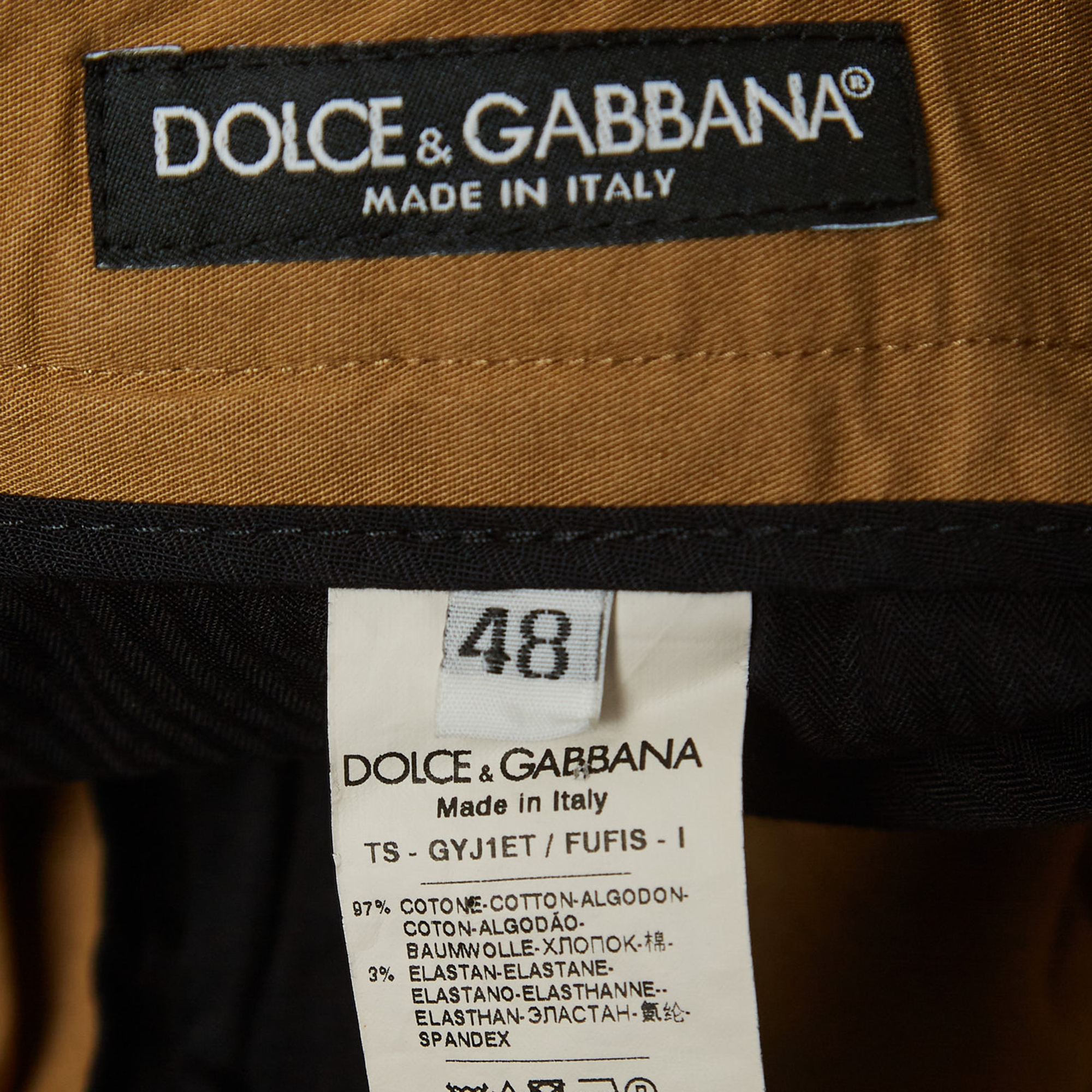 Dolce & Gabbana Camel Brown Cotton Slim Fit Pants M