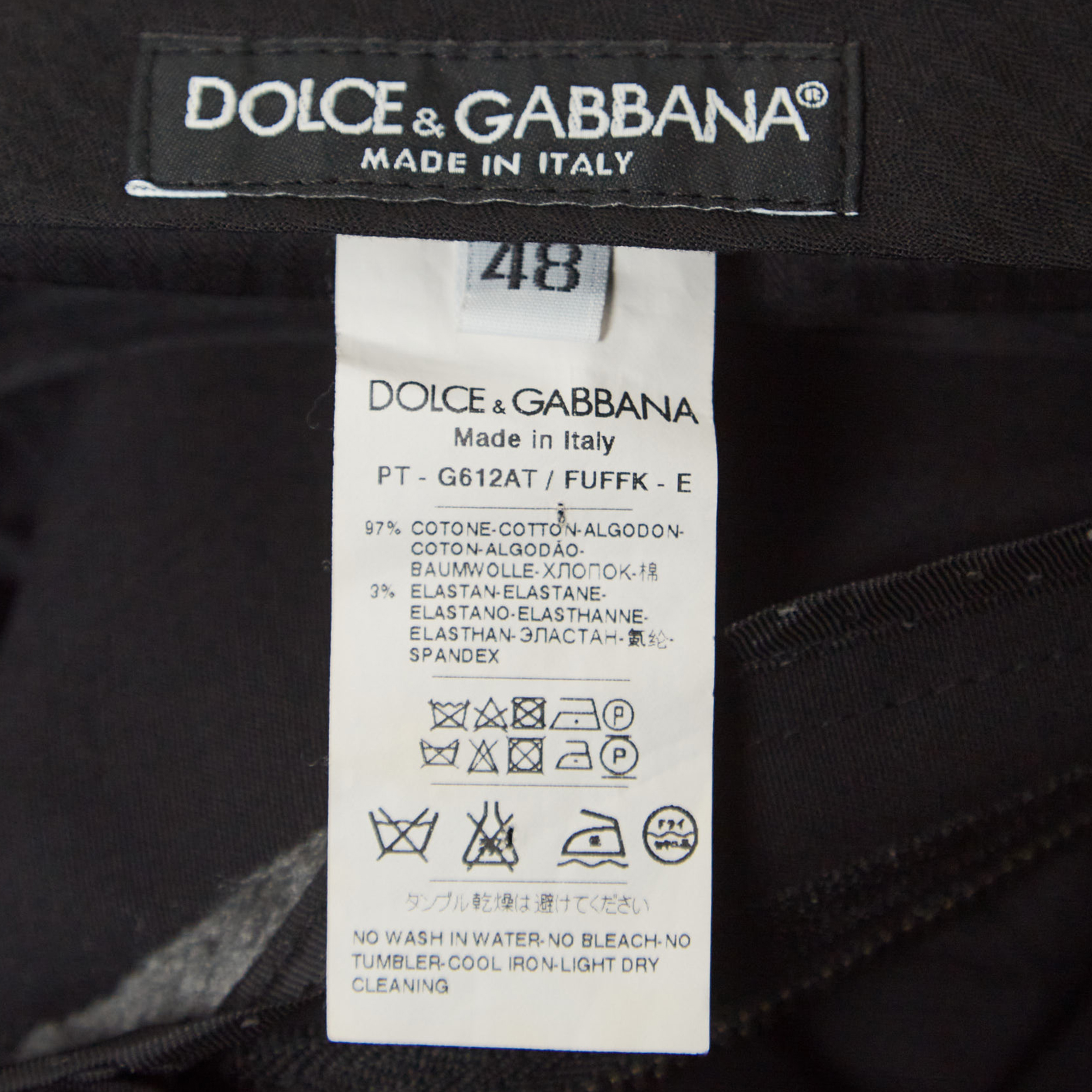 Dolce & Gabbana Black Cotton Regular Fit Pants M