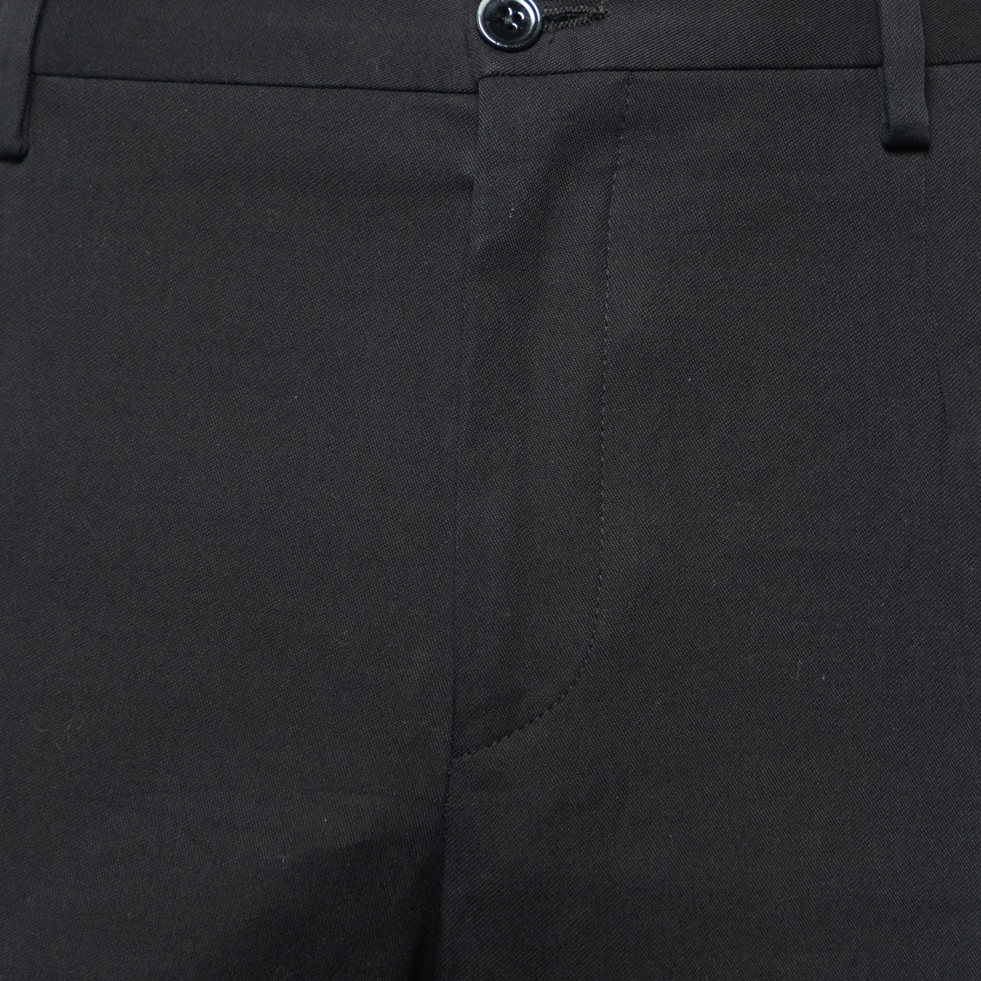 Dolce & Gabbana Black Wool Regular Fit Pants M