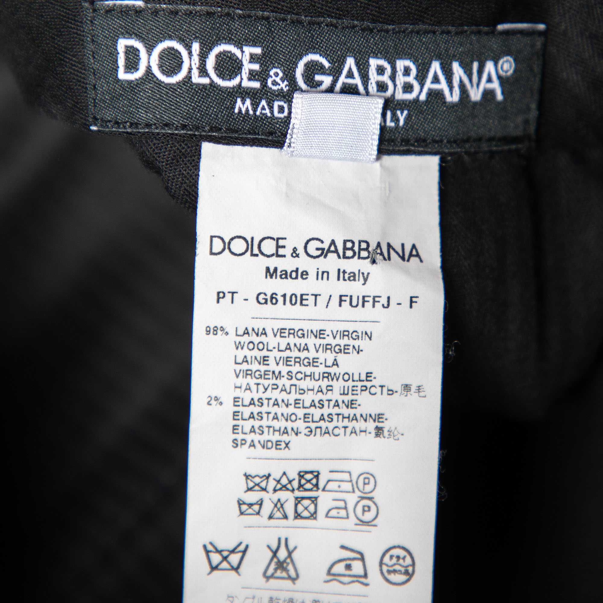 Dolce & Gabbana Black Wool Regular Fit Pants M