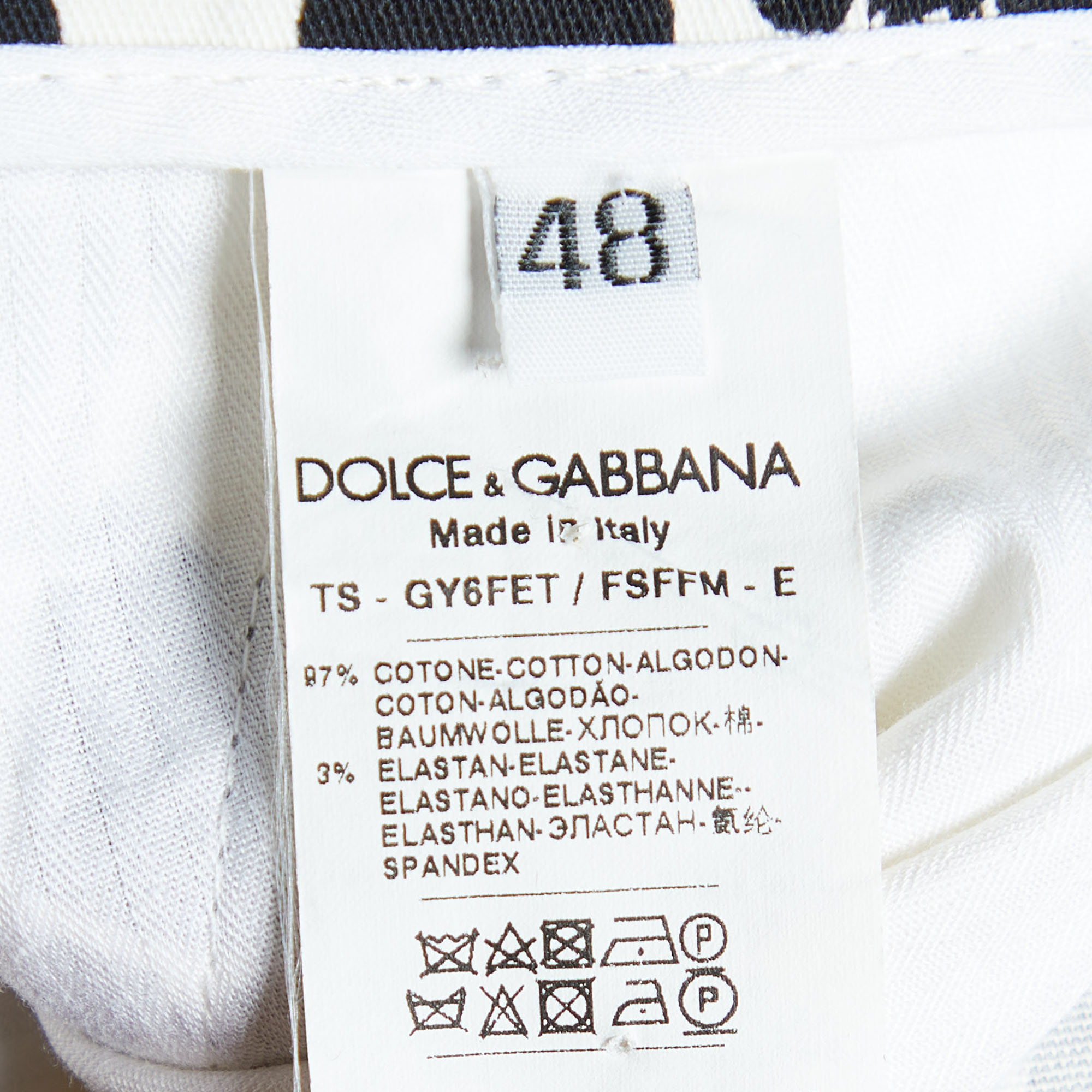 Dolce & Gabbana Monochrome Stroke Print Cotton Tapered Trousers M