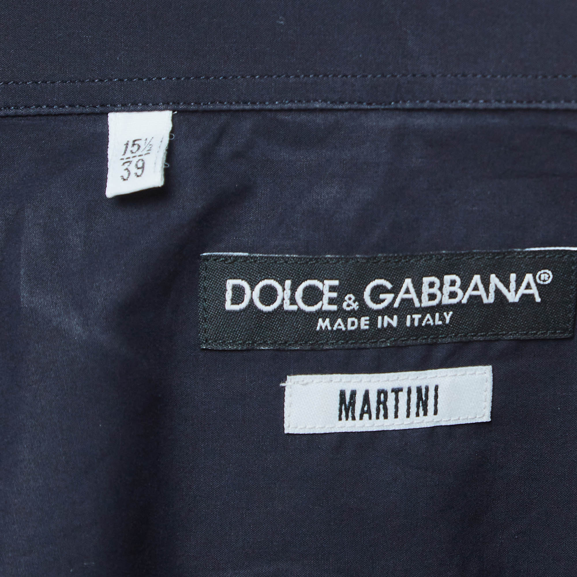 Dolce & Gabbana Dark Blue Cotton Martini Long Sleeve Shirt M