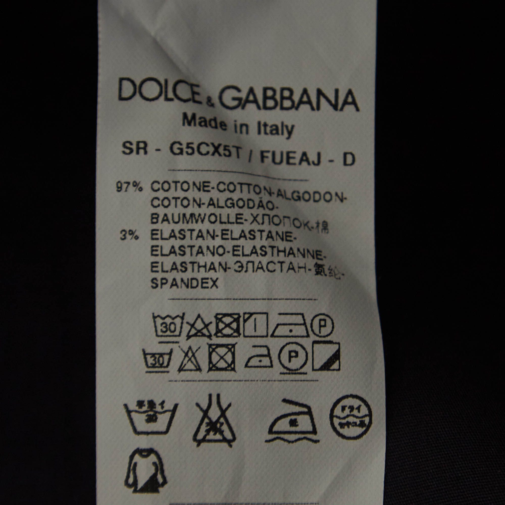 Dolce & Gabbana Gold Navy Blue Cotton Button Front Full Sleeve Shirt S