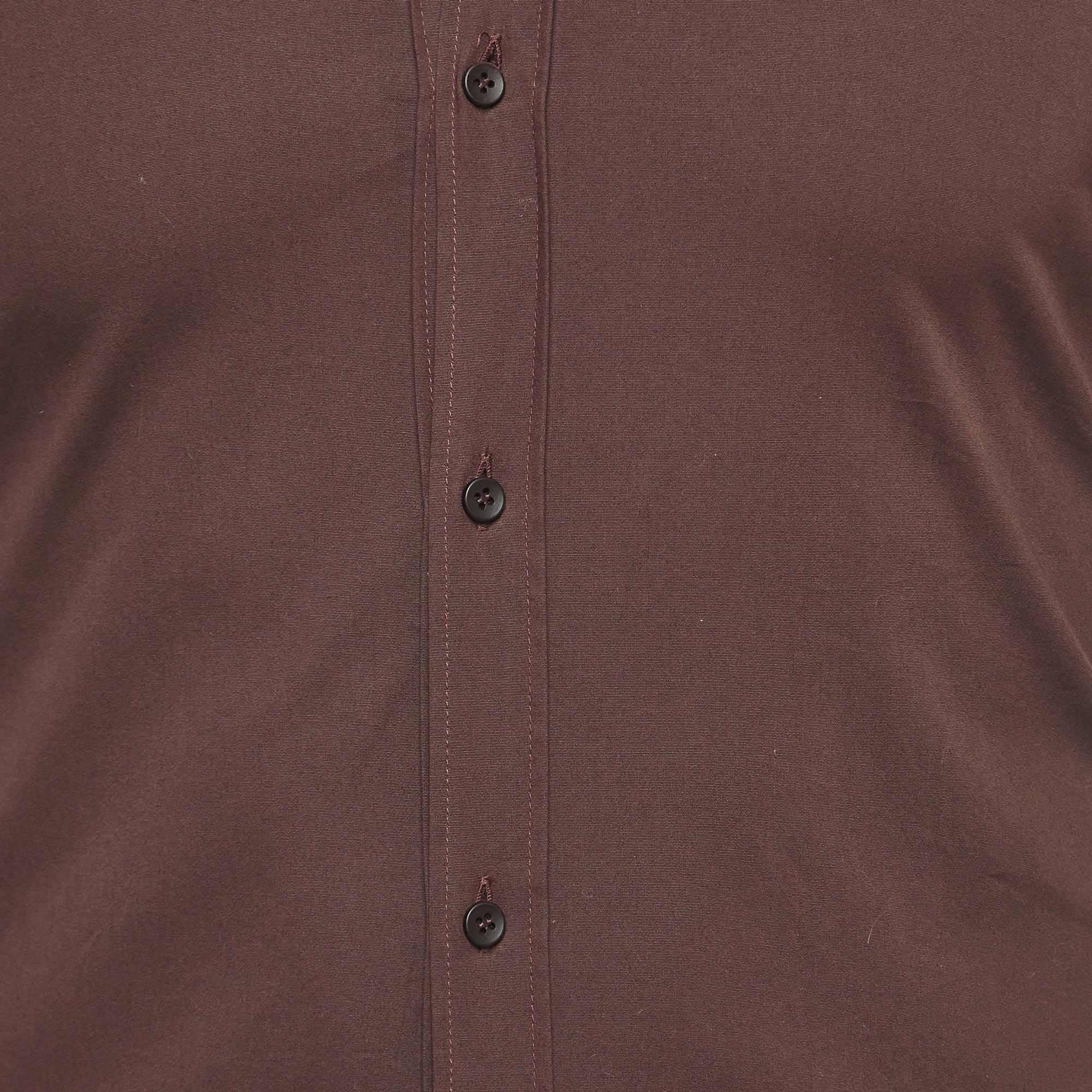 Dolce & Gabbana Gold Brown Cotton Button Front Full Sleeve Shirt S