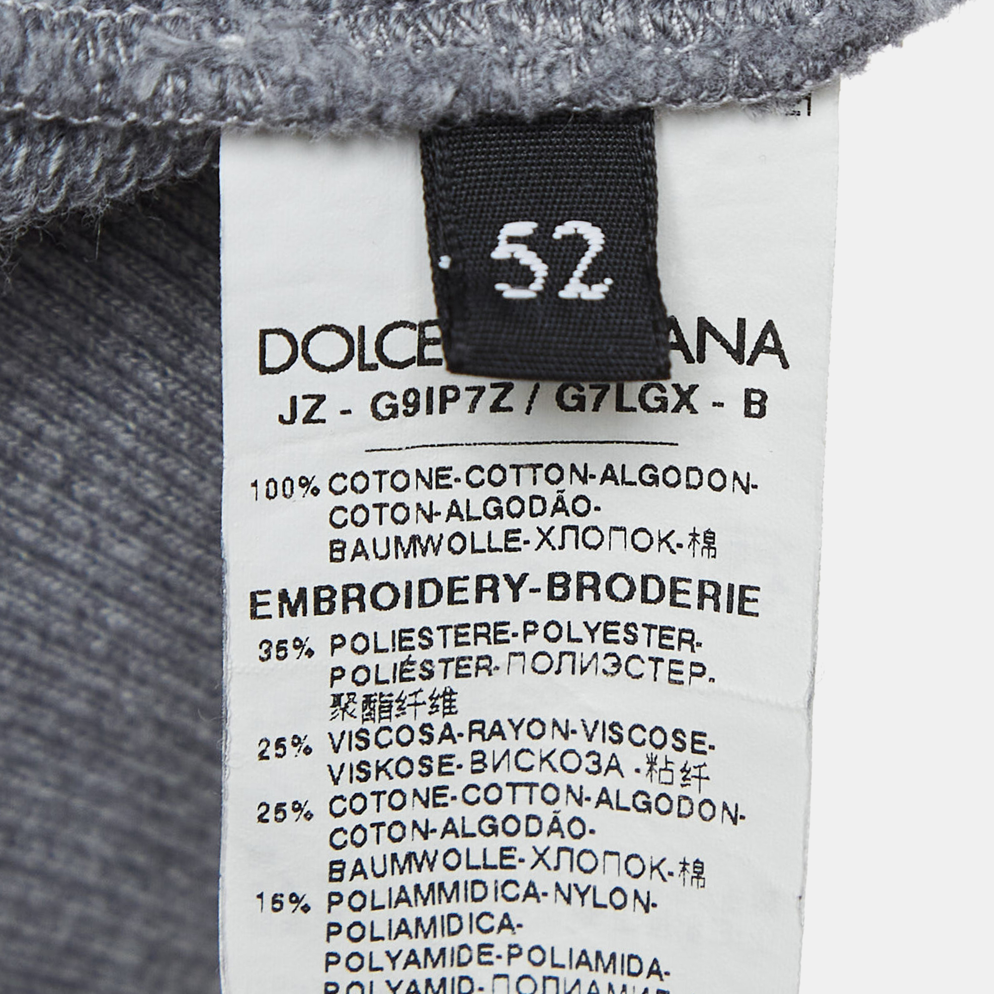 Dolce & Gabbana Grey Embroidered Cotton Knit Hoodie XL