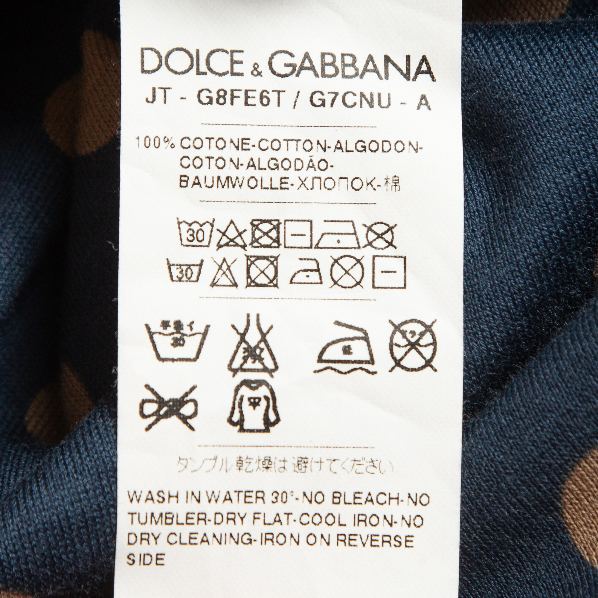 Dolce & Gabbana Blue Dotted Cotton Half Sleeve T-Shirt L