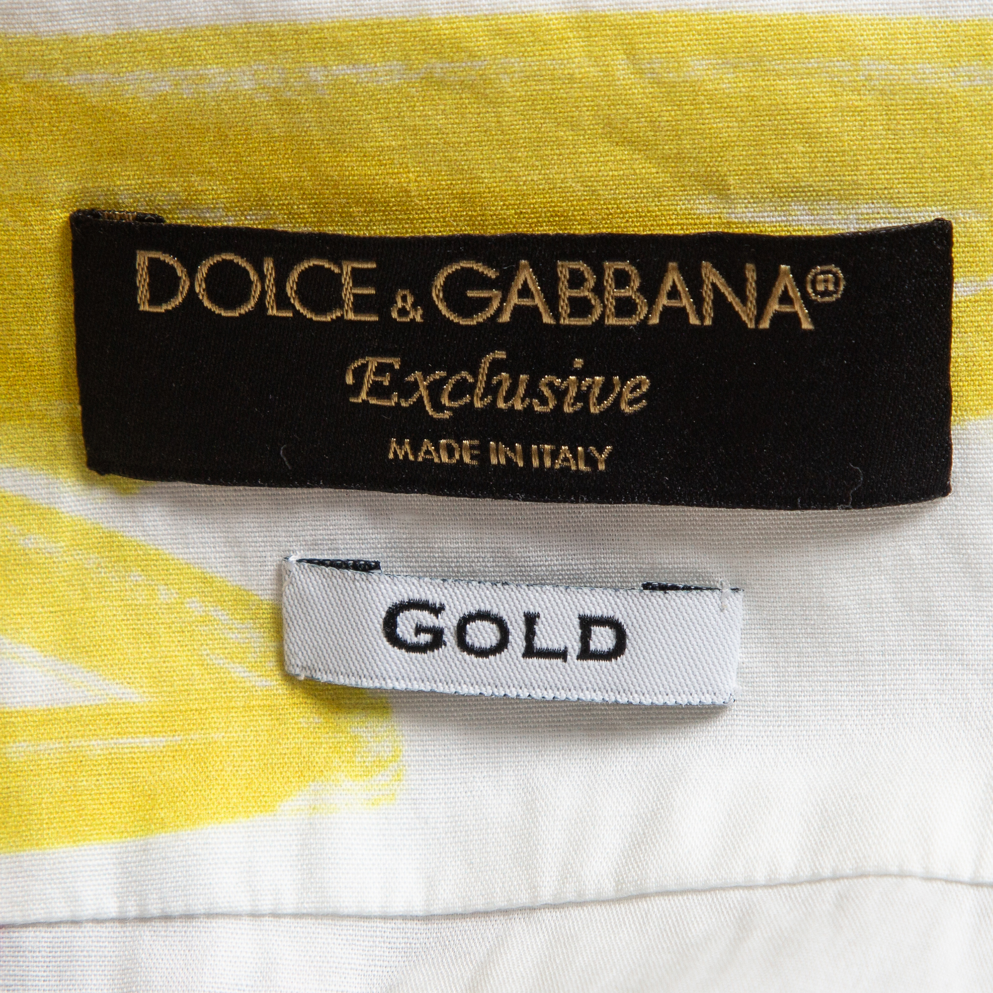 Dolce & Gabbana Gold Multicolor Print Cotton Half Sleeve Shirt S