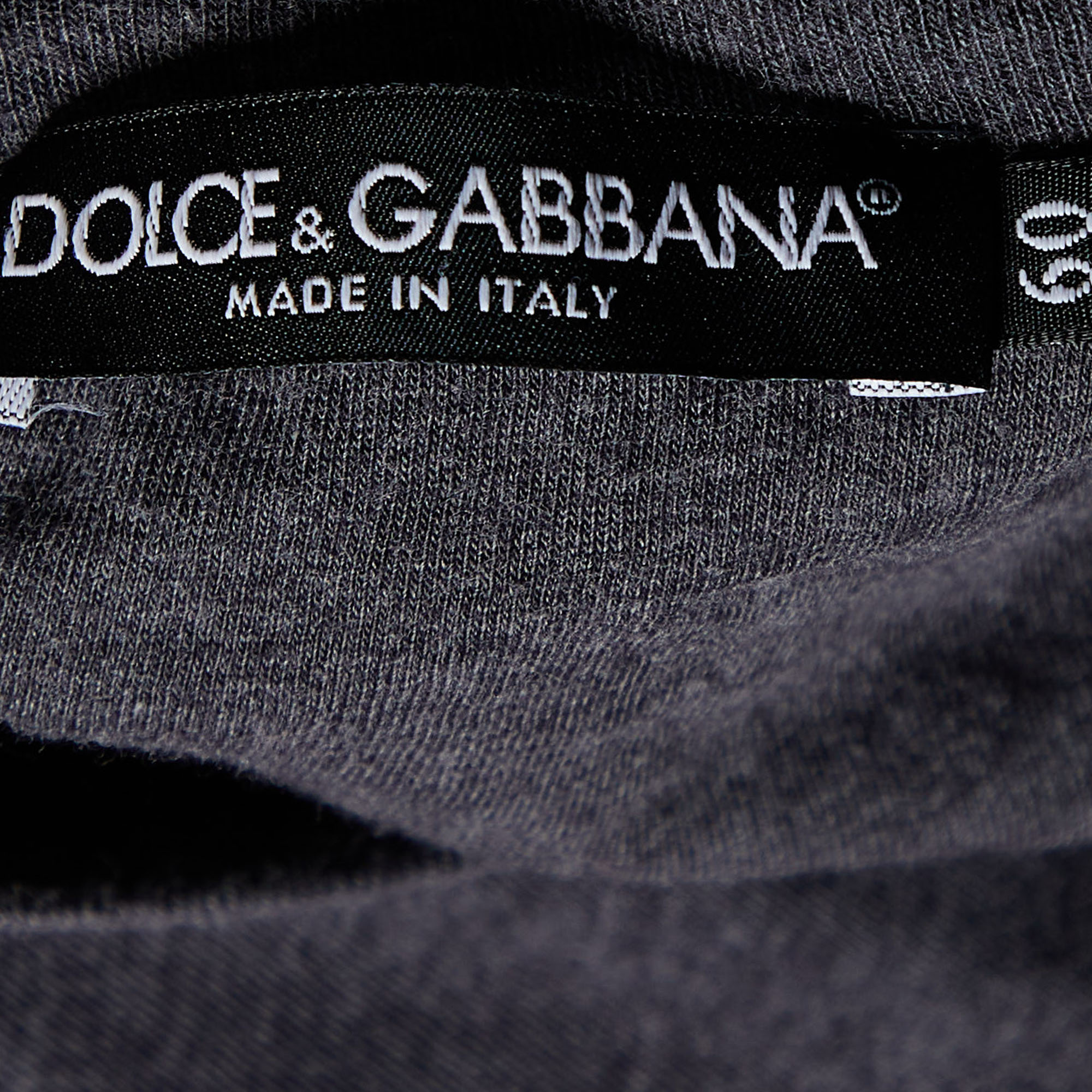 Dolce & Gabbana Charcoal Grey Cotton Knit Devil Motif T-Shirt 5XL