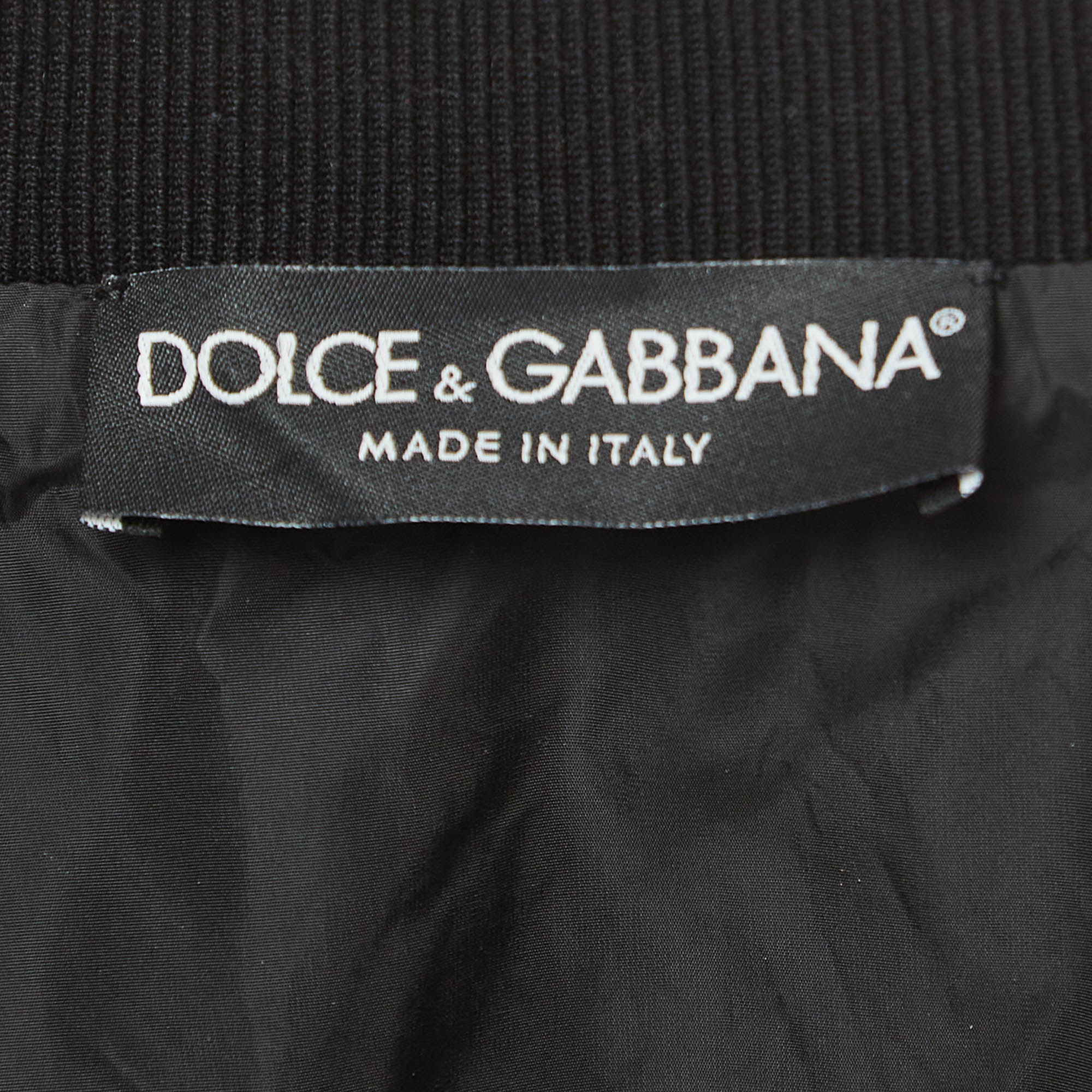 Dolce & Gabbana Black Nylon Plaque Detail Zip Front Gilet L