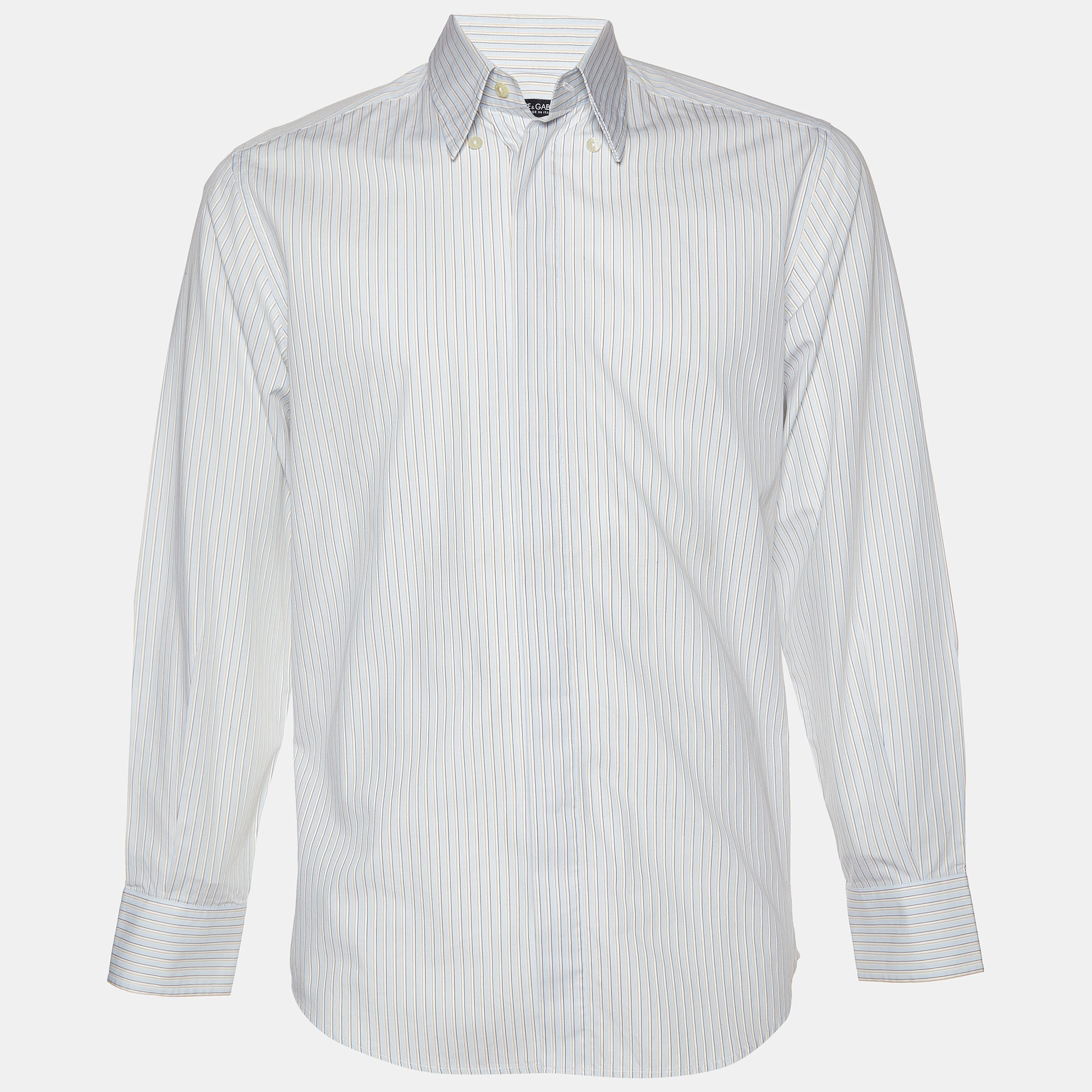 Dolce & gabbana light blue pinstripe cotton shirt m