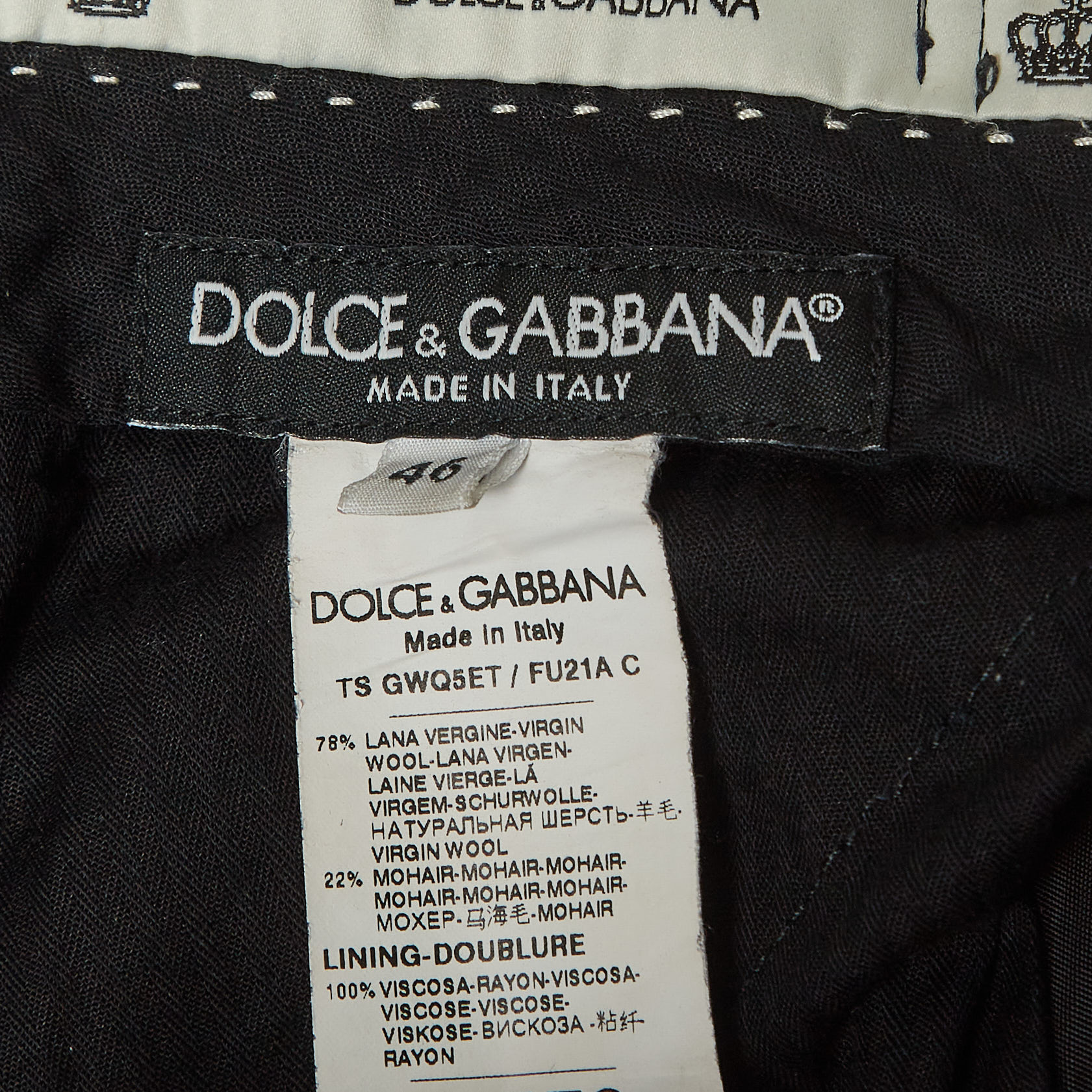 Dolce & Gabbana Blue Wool Regular Pants S