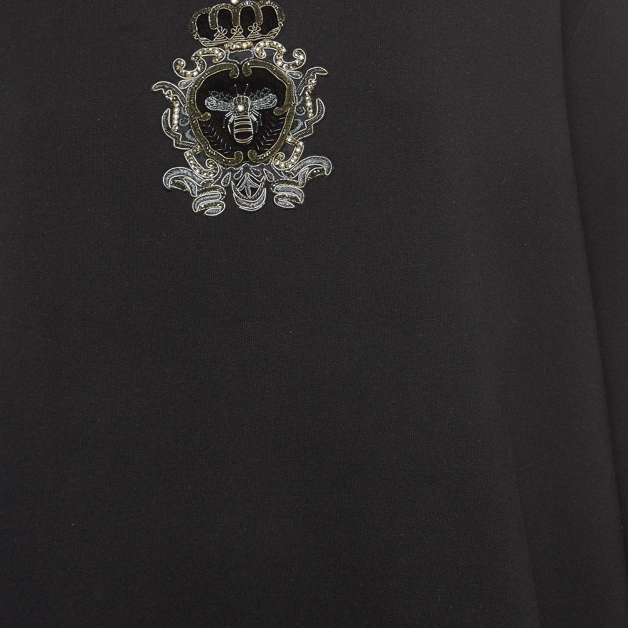 Dolce & Gabbana Black Embroidered Knit Sweatshirt XXL