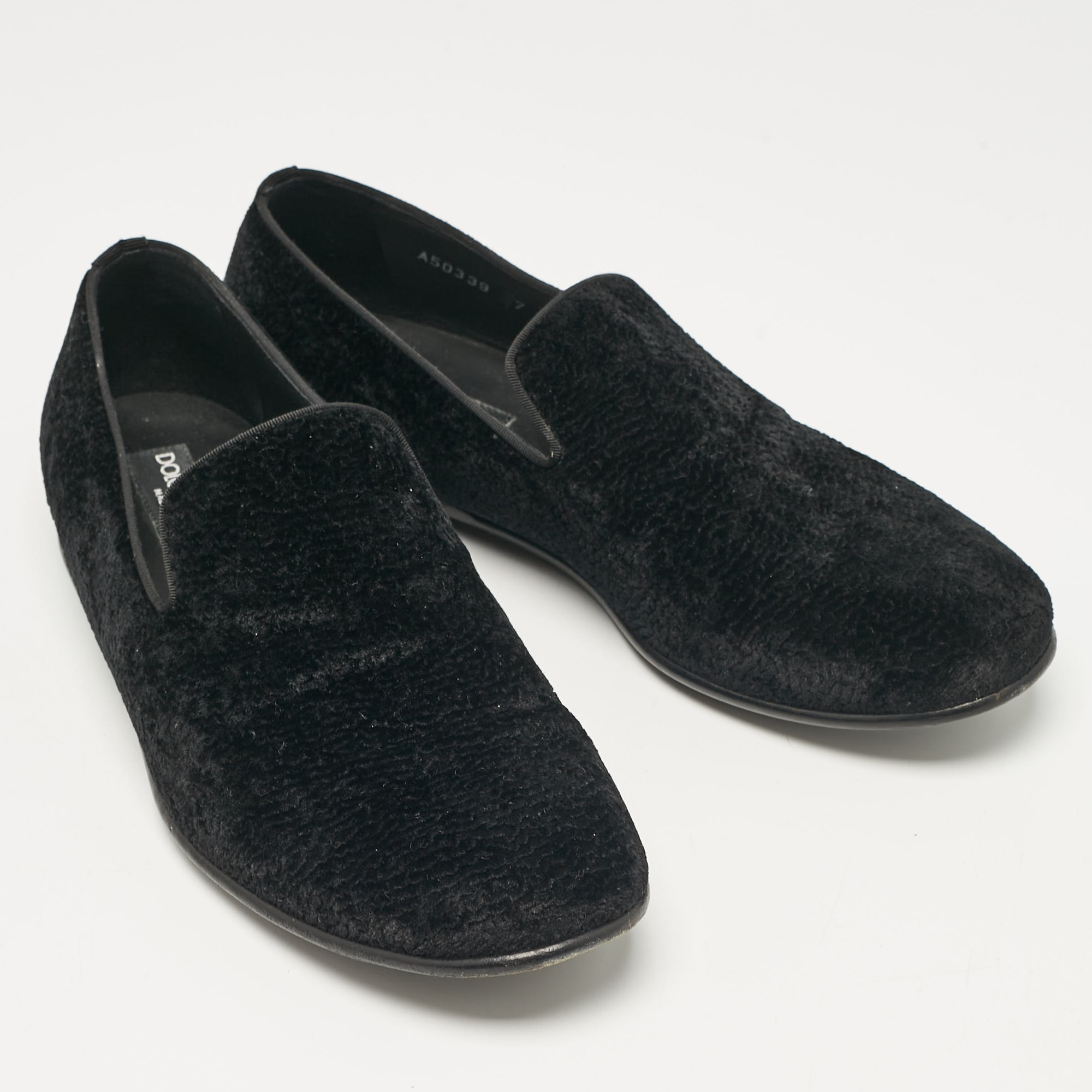 Dolce & Gabbana Black Velvet Smoking Slippers Size 41