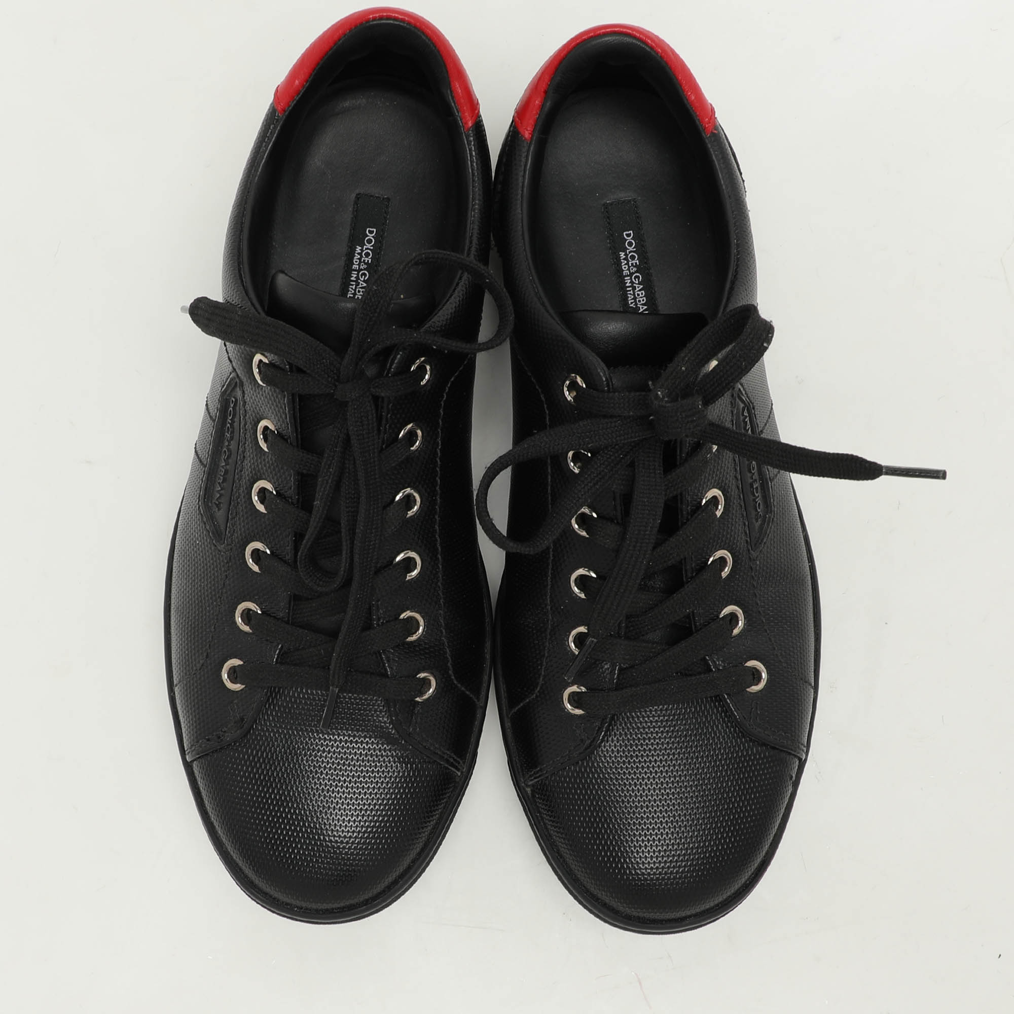 Dolce & Gabbana Black Leather Portofino Low Top Sneakers Size 39