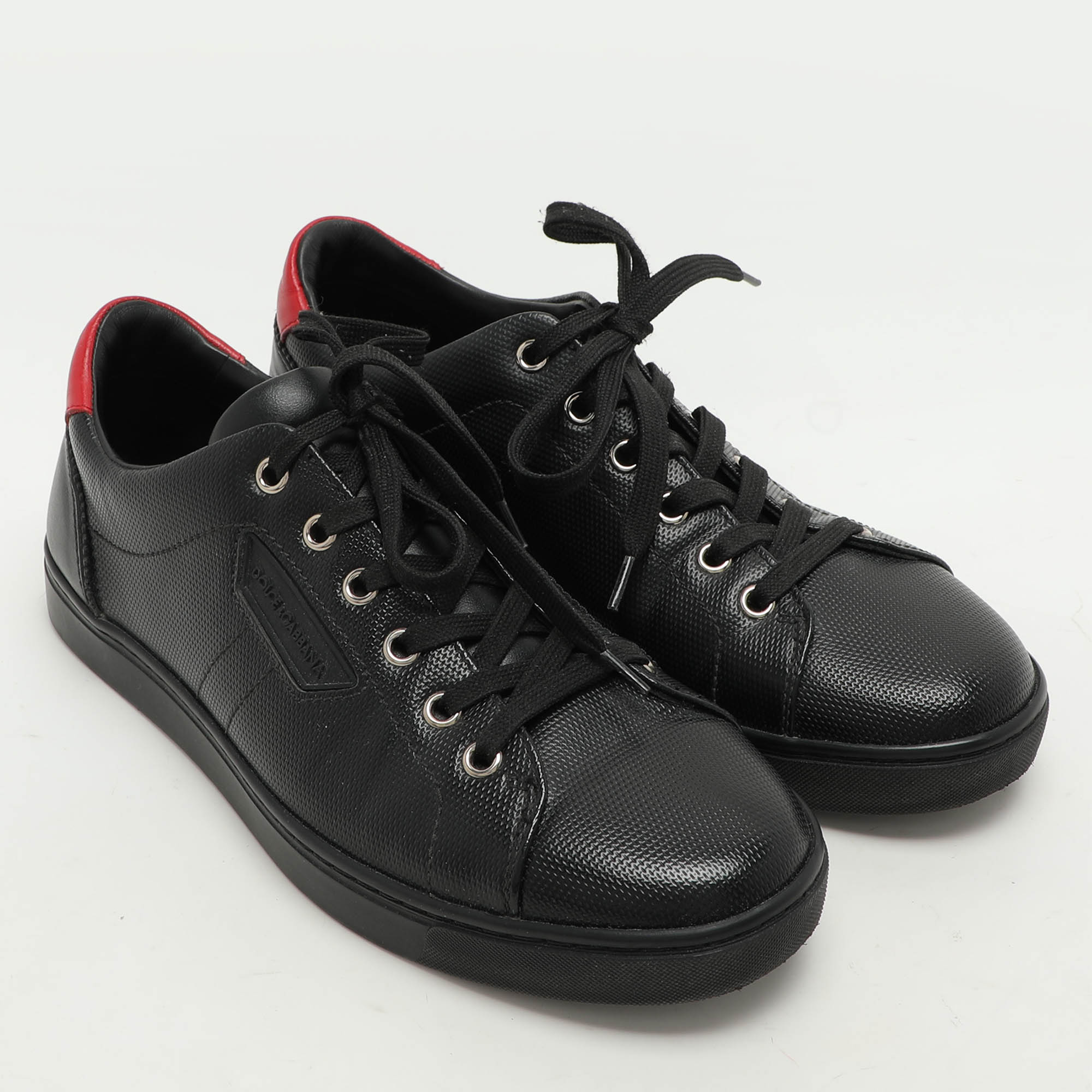 Dolce & Gabbana Black Leather Portofino Low Top Sneakers Size 39