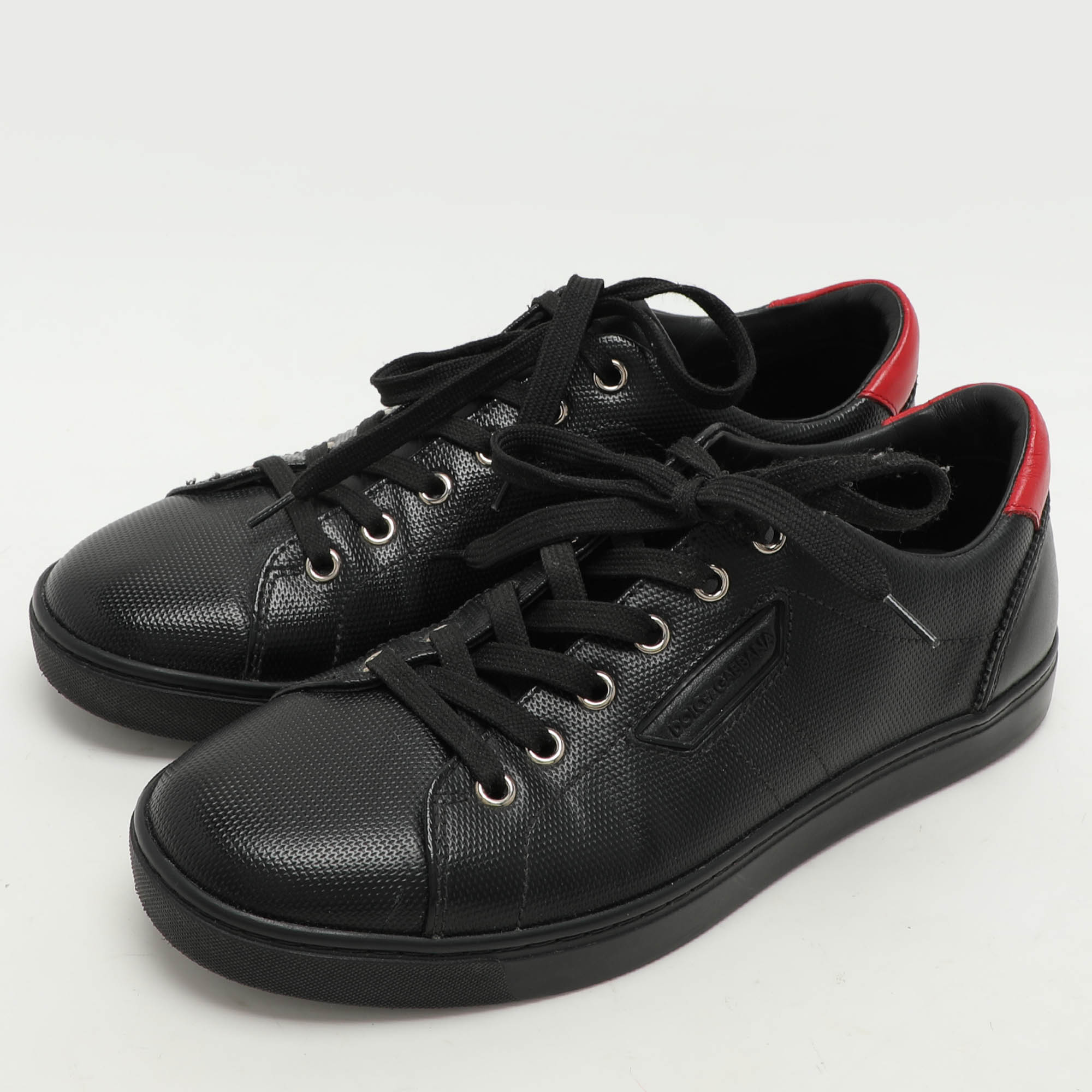 Dolce & Gabbana Black Leather Portofino Low Top Sneakers Size 39