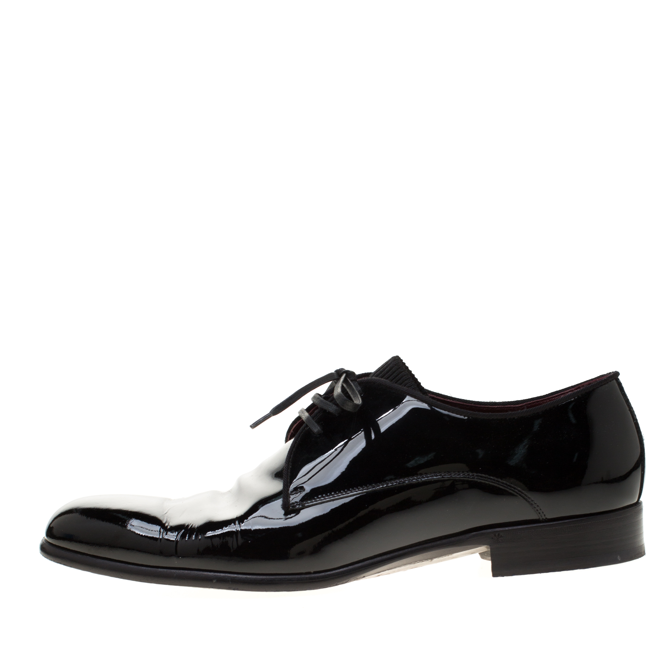 Dolce & Gabbana Black Patent Leather Derby Oxford Shoes Size 43