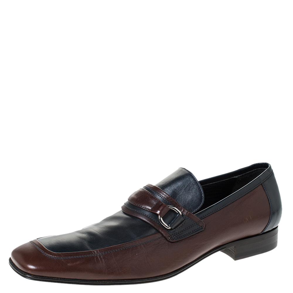Image of Dolce & Gabbana Two Tone Leather Slip On Loafers Size .